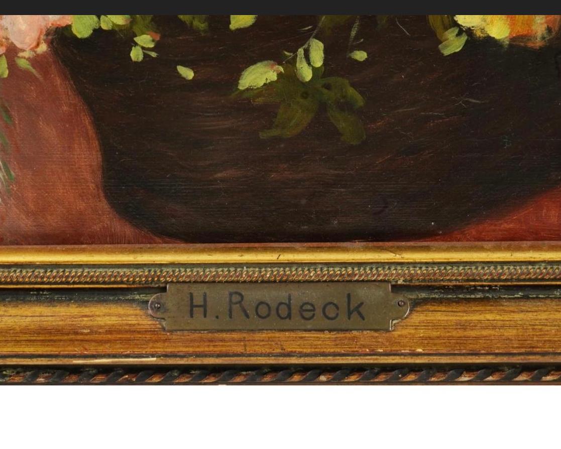 Hand-Painted 19th Century Romantic Austrian Female Portrait Oil Painting Signed H Rodeck For Sale