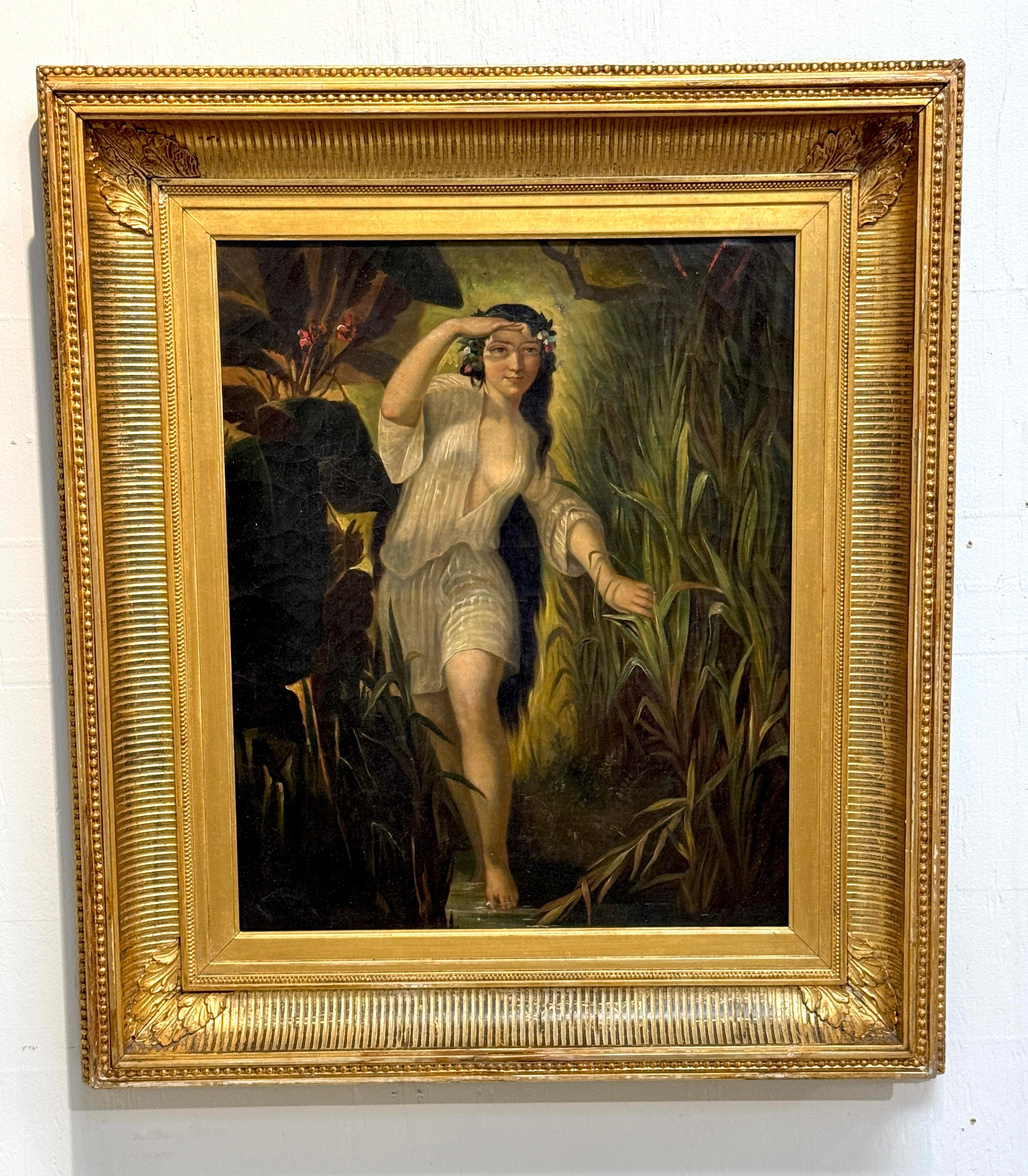 Peinture romantique du XIXe siècle de la Continental School, Undine / Ondine (nymphe d'eau) en vente 4