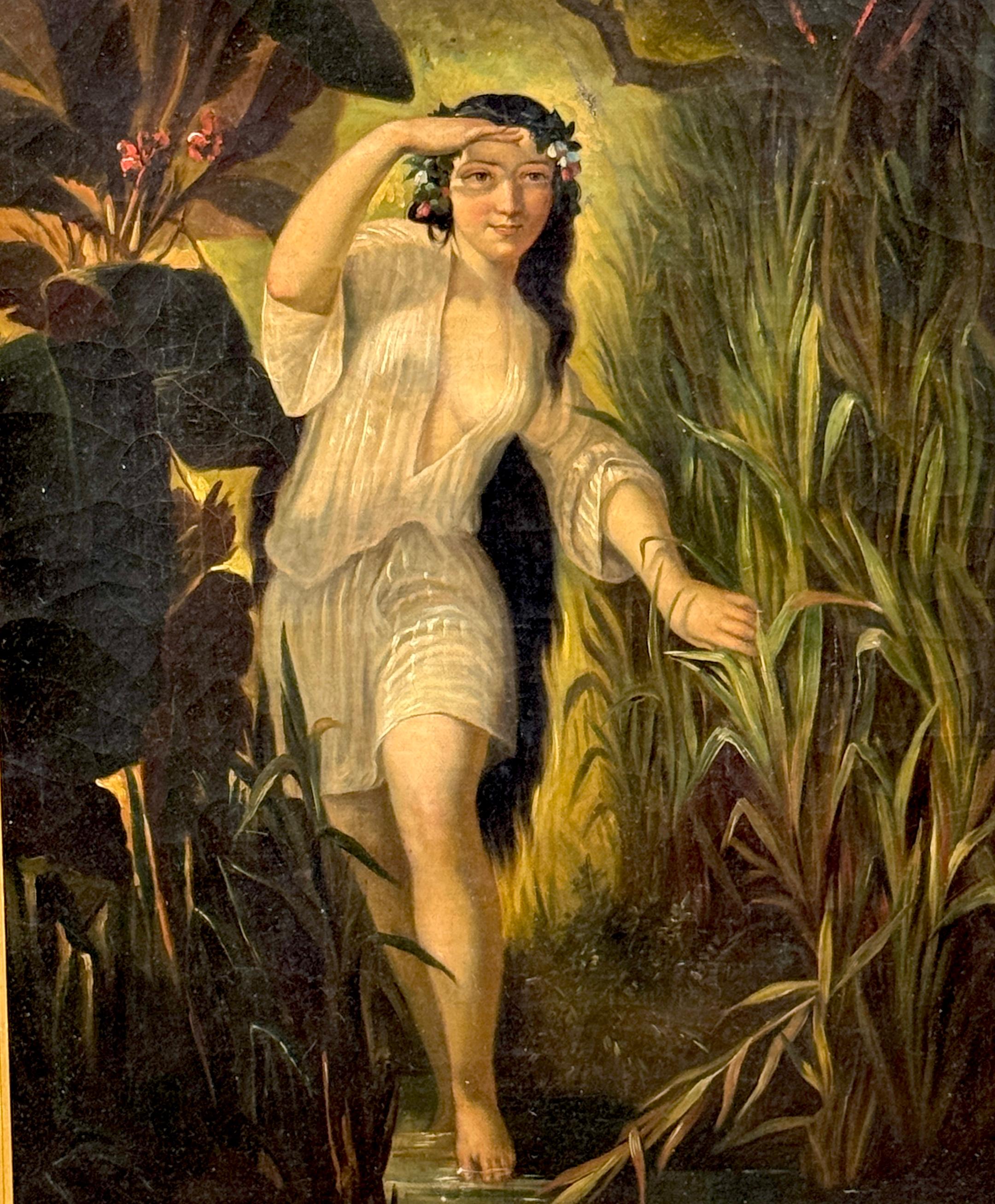 Peinture romantique du XIXe siècle de la Continental School, Undine / Ondine (nymphe d'eau) en vente 5
