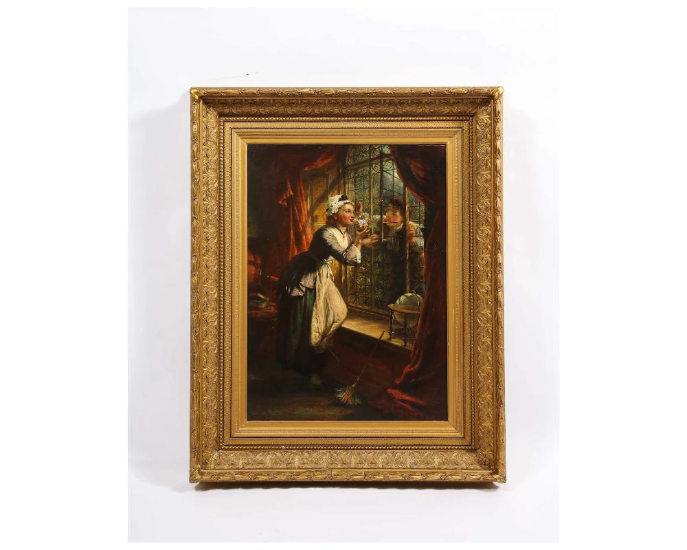 19th century painting of a maid and her lover, signed and dated

In great condition Ready to hang

Size of frame is : 38 inches by 30 inches Size of work is : 28 inches by 20 inches

John Douglas Michie (c1828 – 1893) was an Edinburgh artist