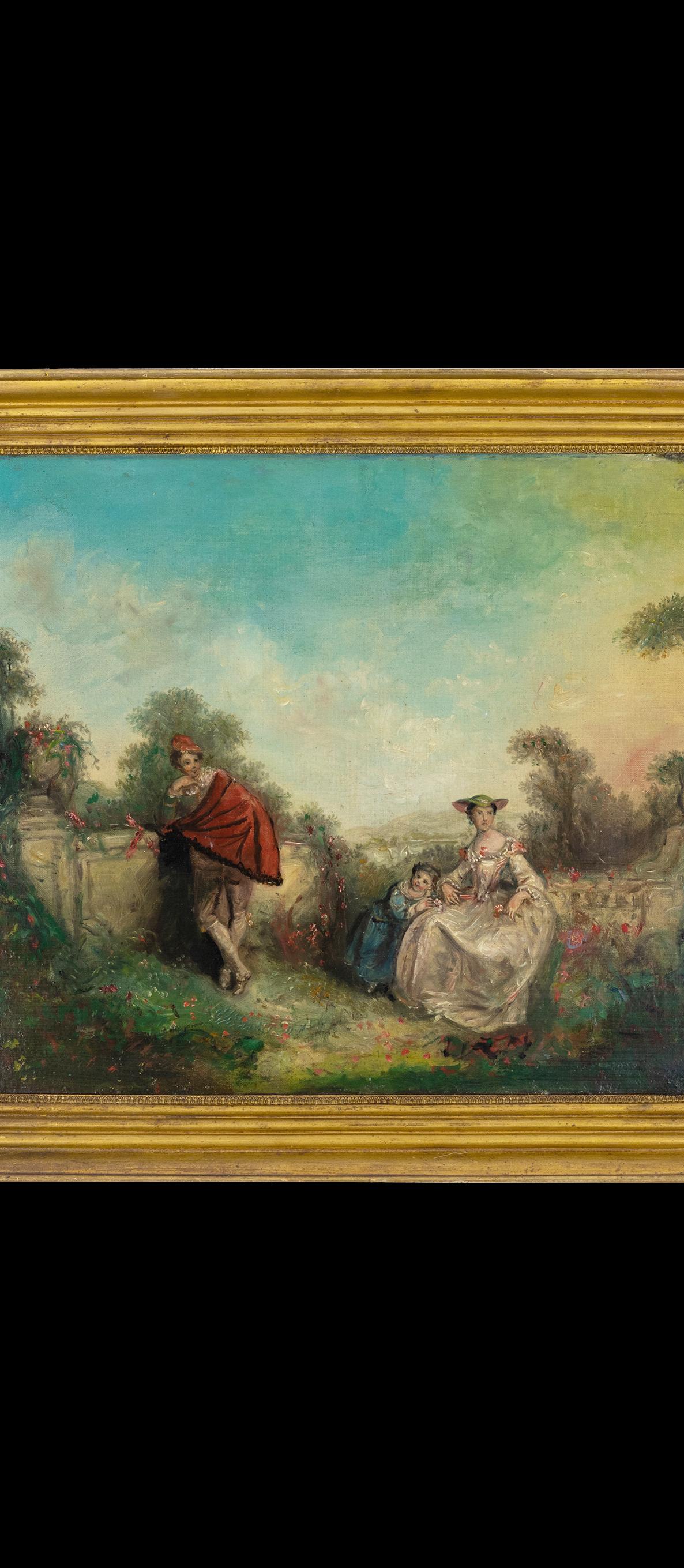 Canvas 19th Century Romantic French Family Painting For Sale