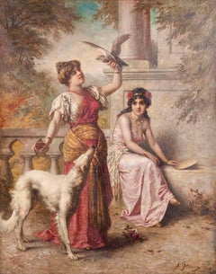 19th Century Romantic Oil Painting by Agapit Stevens