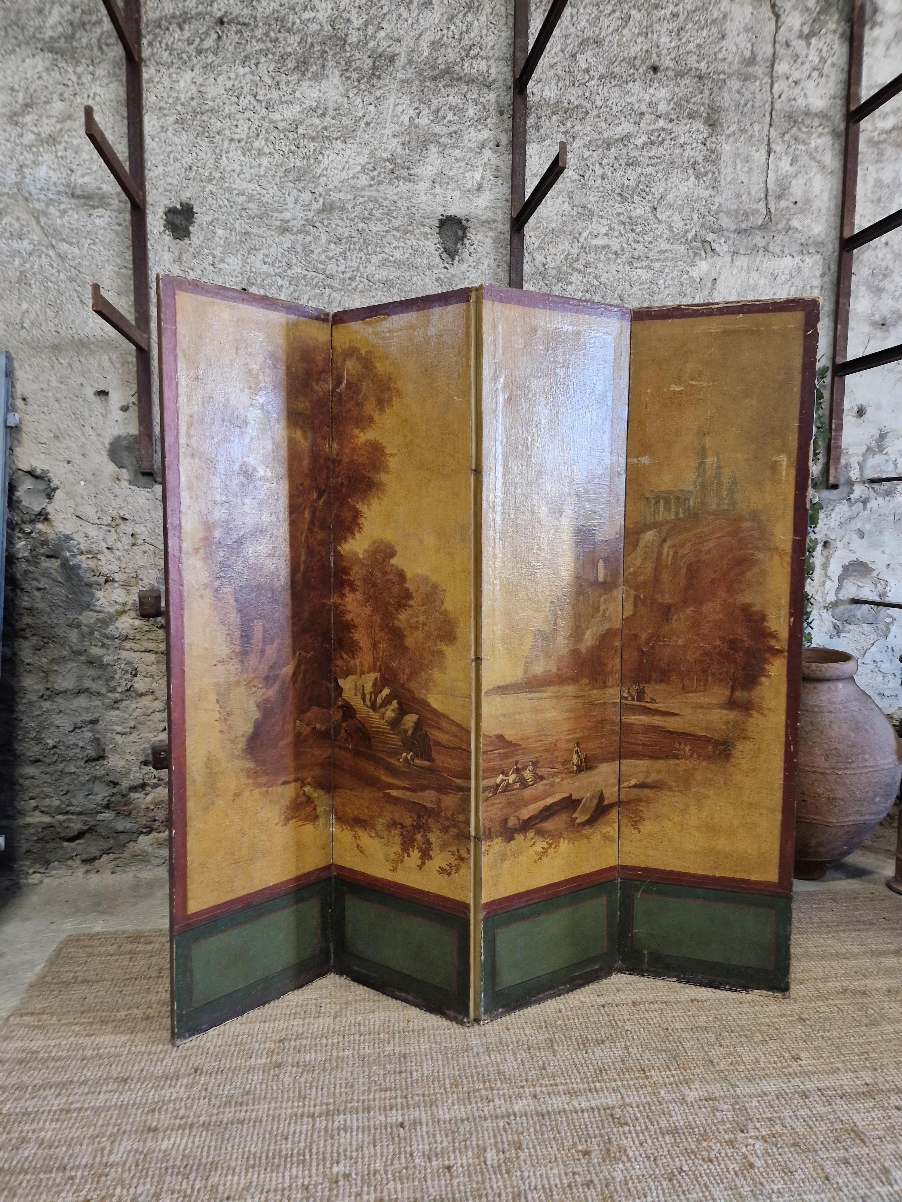 Neoclassical 19th Century Room Screen Divider French Paravent For Sale