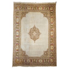 19th Century Indian Amritsar Room-Size Rug in Ivory, Lime Green, Brown, Pink