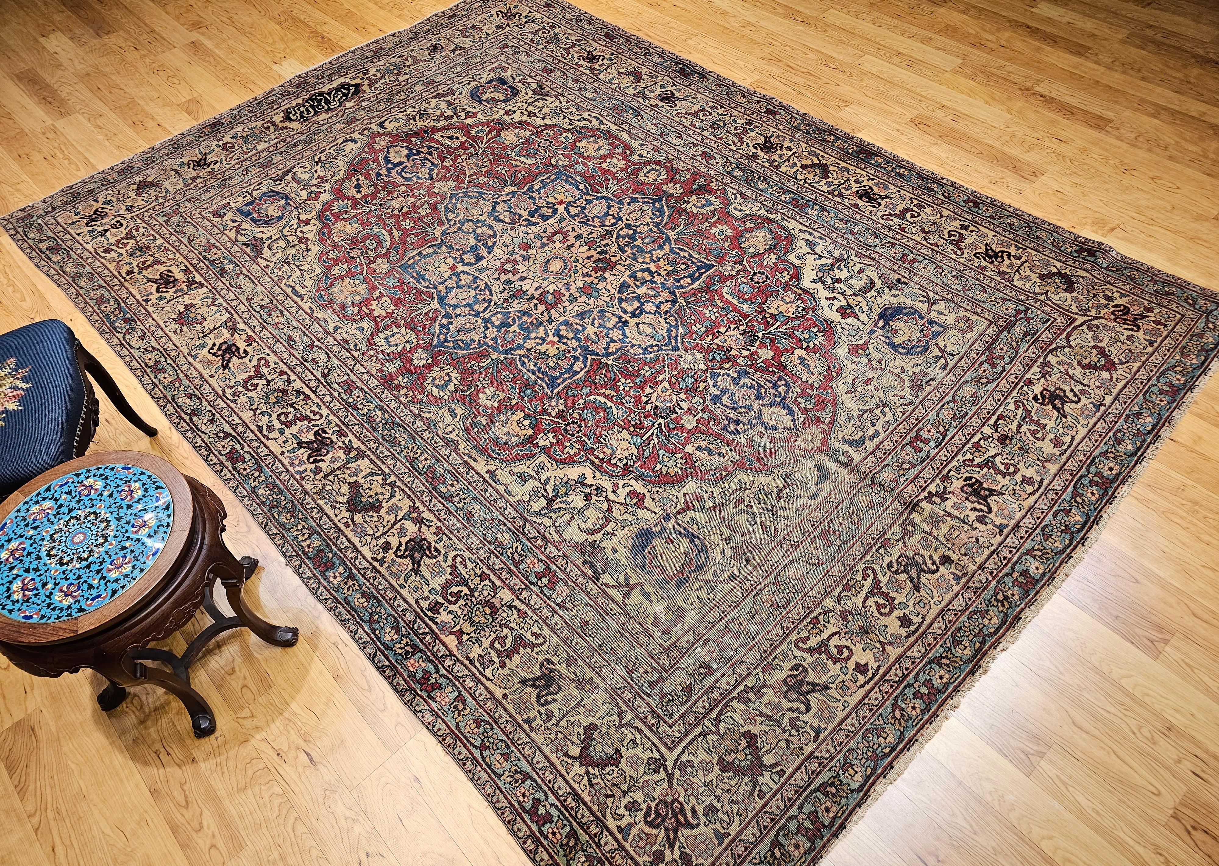 19. Jahrhundert Zimmer Größe Persisch Kerman Lavar im Angebot 7