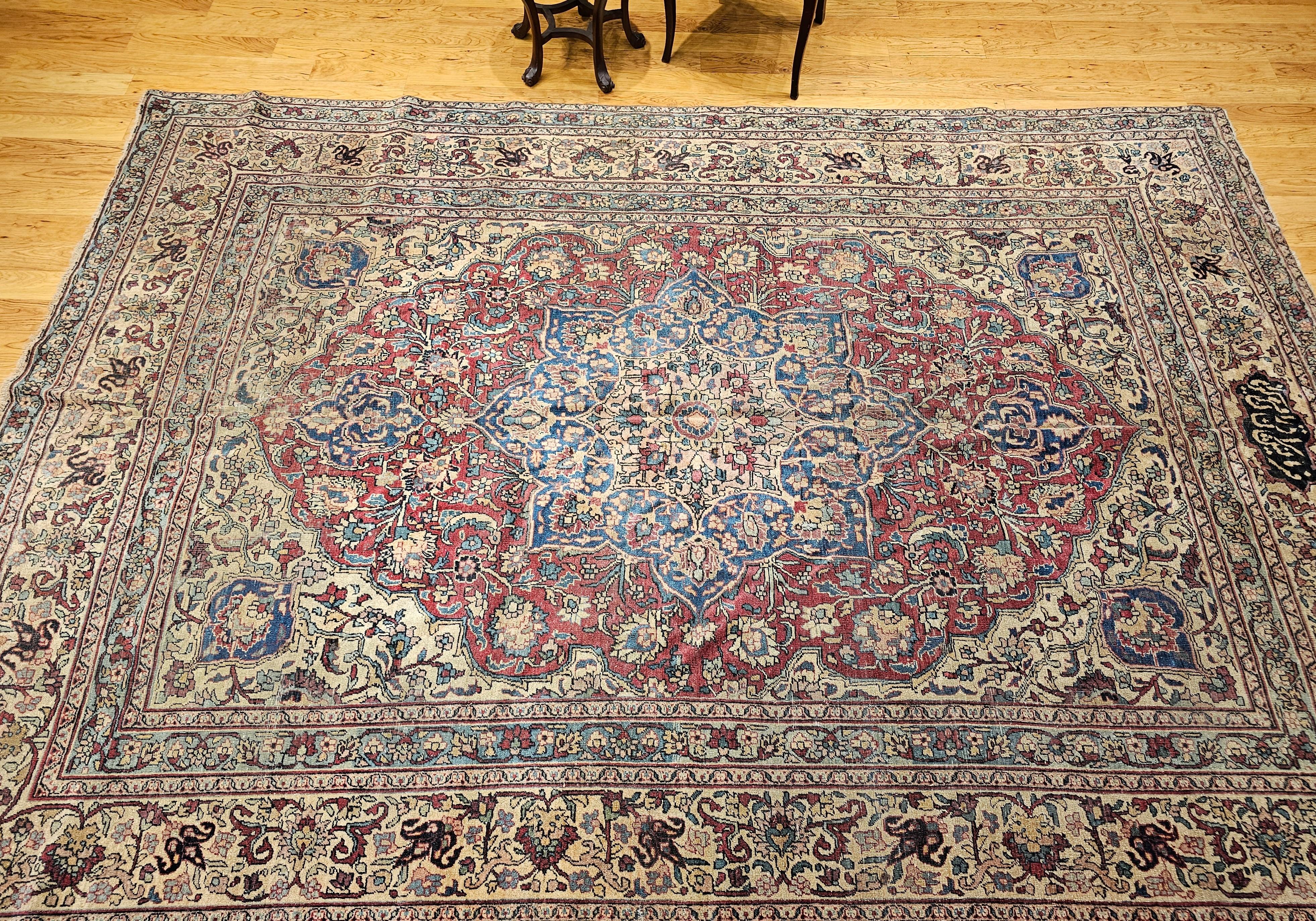 19. Jahrhundert Zimmer Größe Persisch Kerman Lavar im Angebot 10
