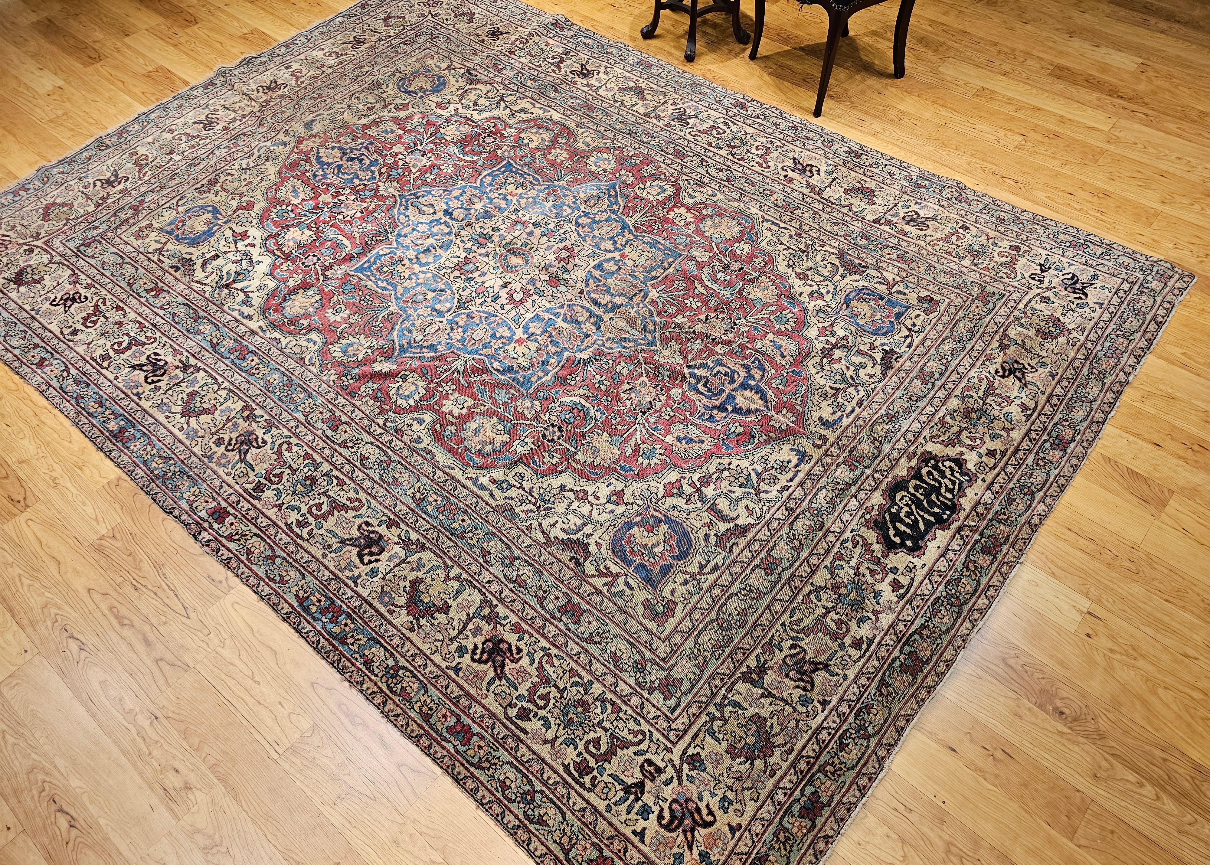 19. Jahrhundert Zimmer Größe Persisch Kerman Lavar im Angebot 11