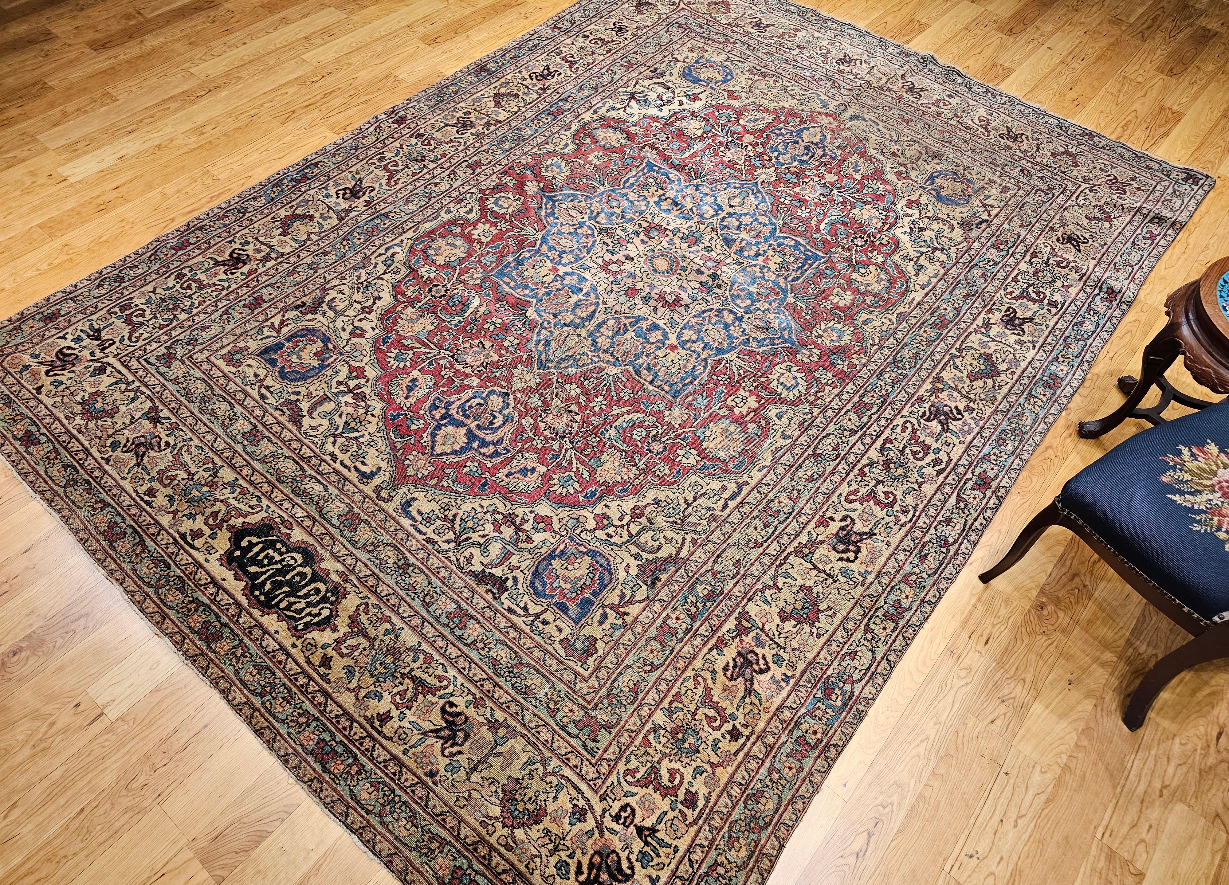 19. Jahrhundert Zimmer Größe Persisch Kerman Lavar im Angebot 12