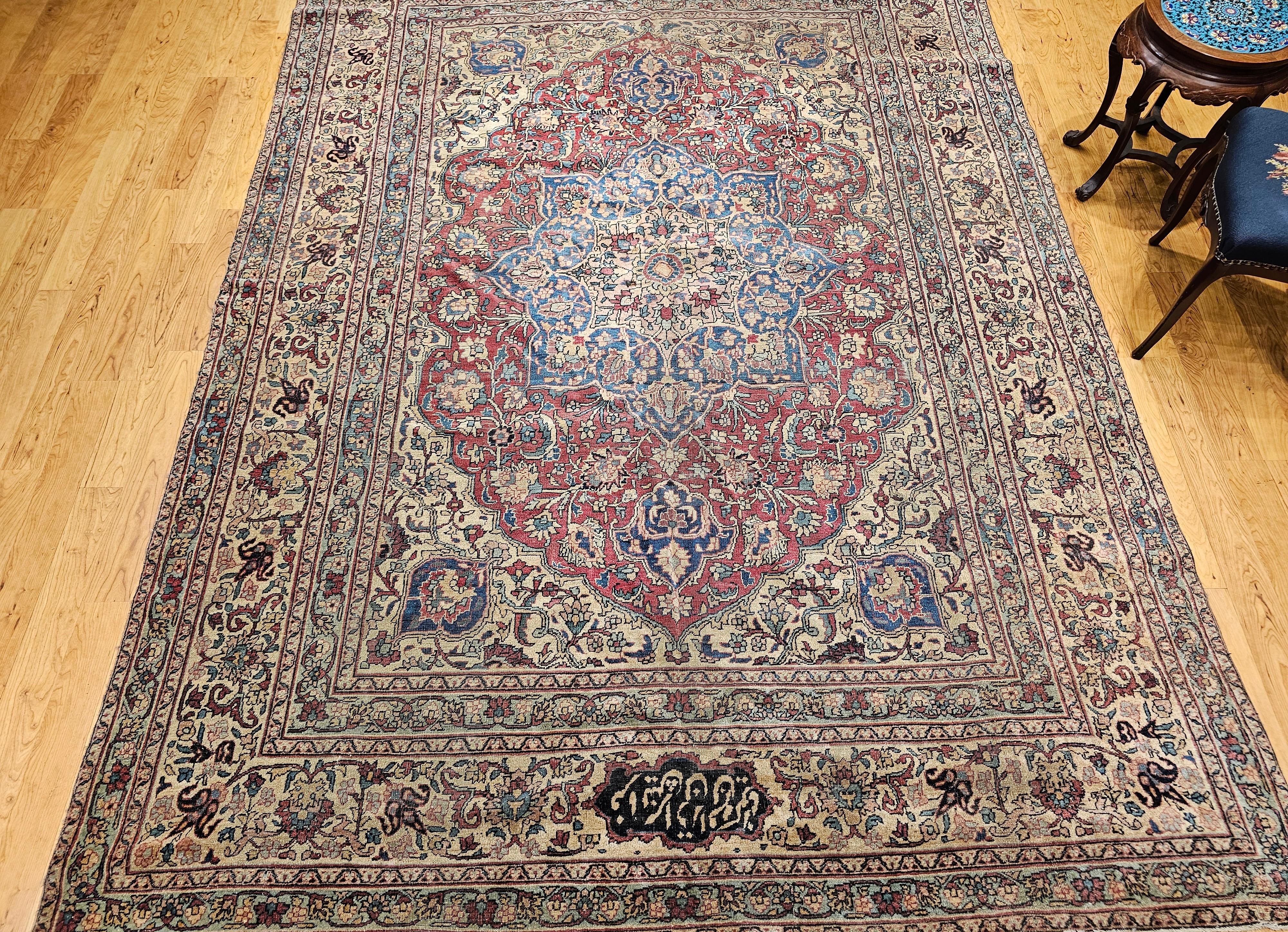 19. Jahrhundert Zimmer Größe Persisch Kerman Lavar im Angebot 13