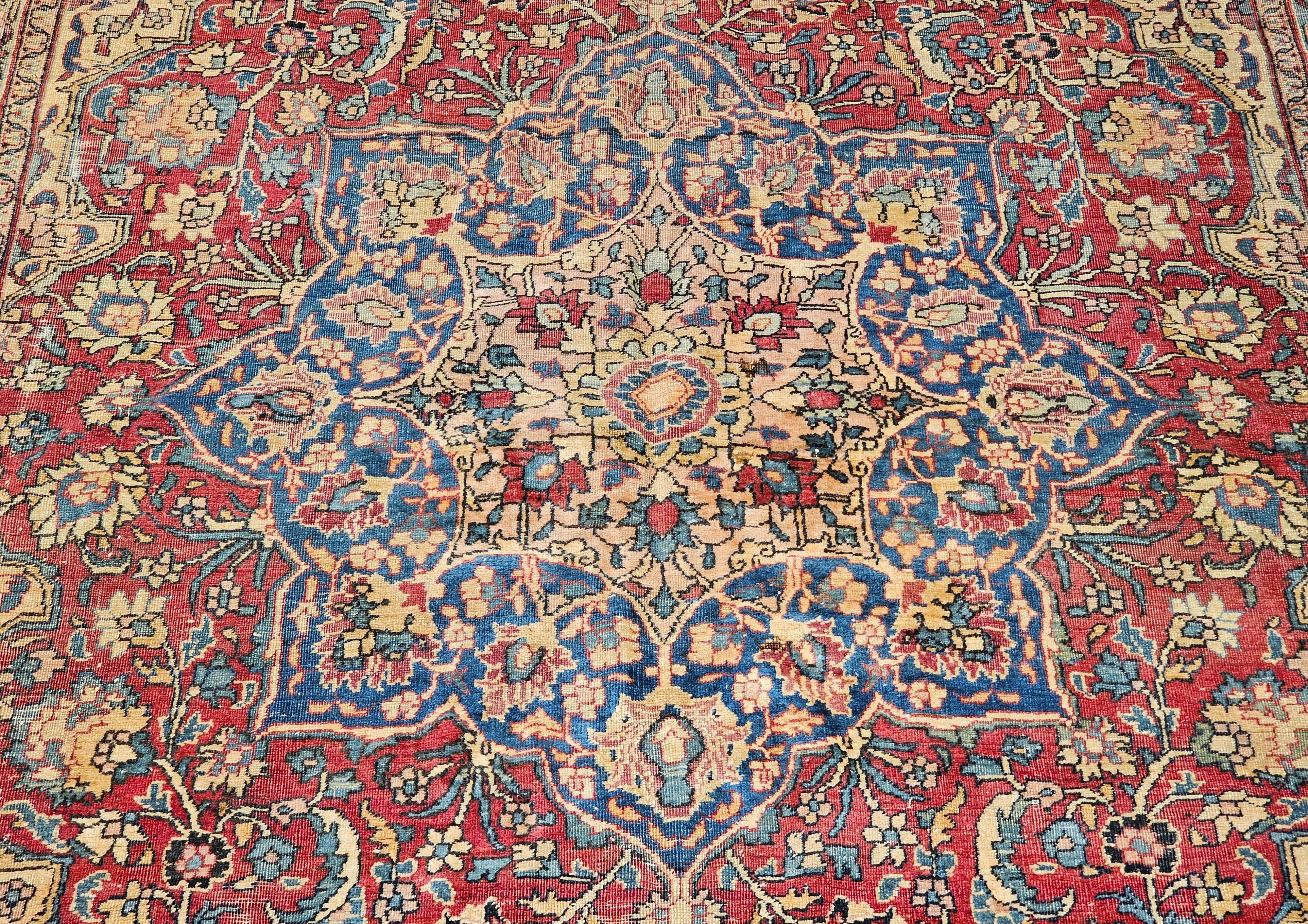 19. Jahrhundert Zimmer Größe Persisch Kerman Lavar (Wolle) im Angebot