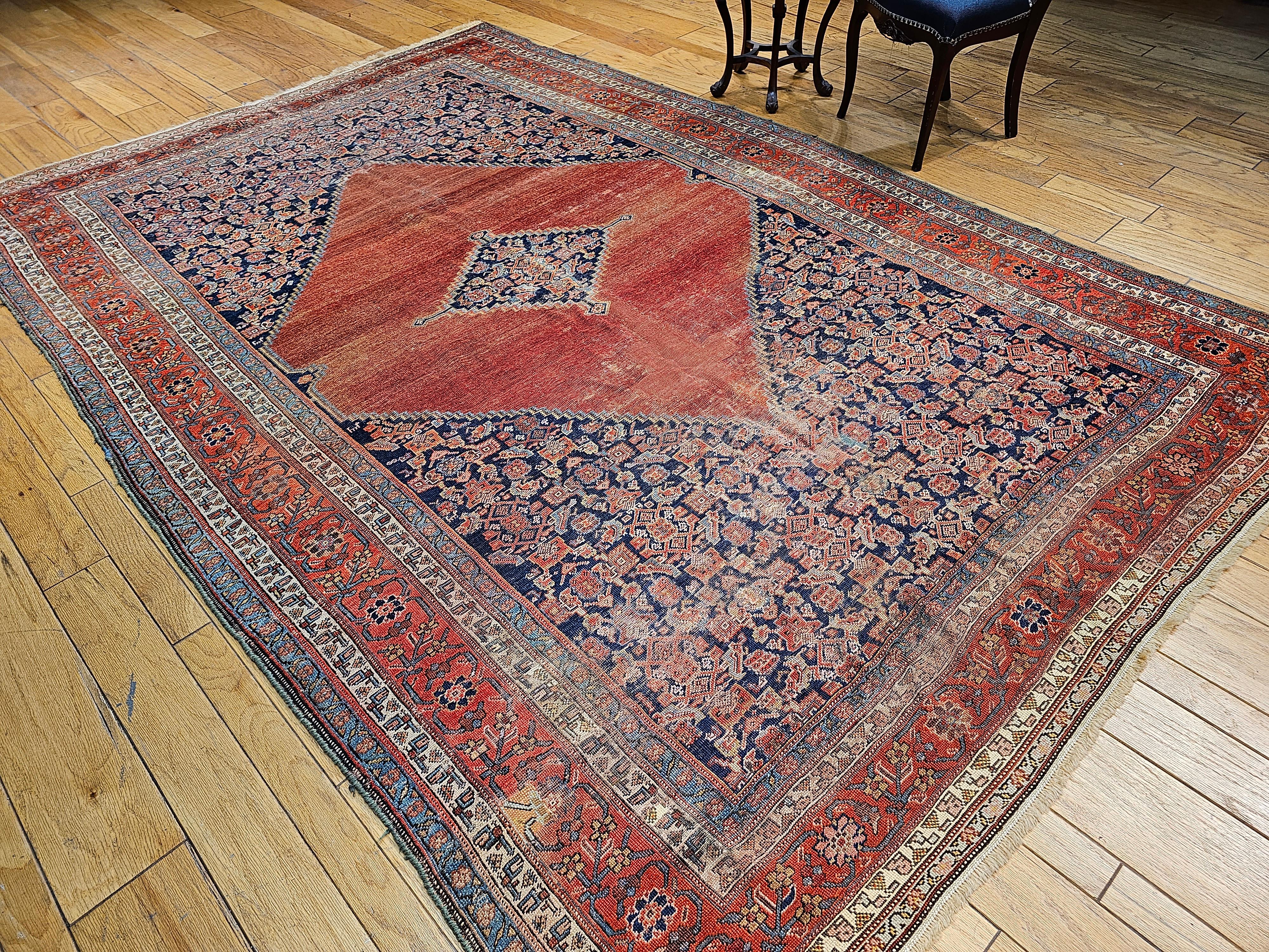 19th Century Room Size Persian Malayer in Terracotta Red For Sale 5