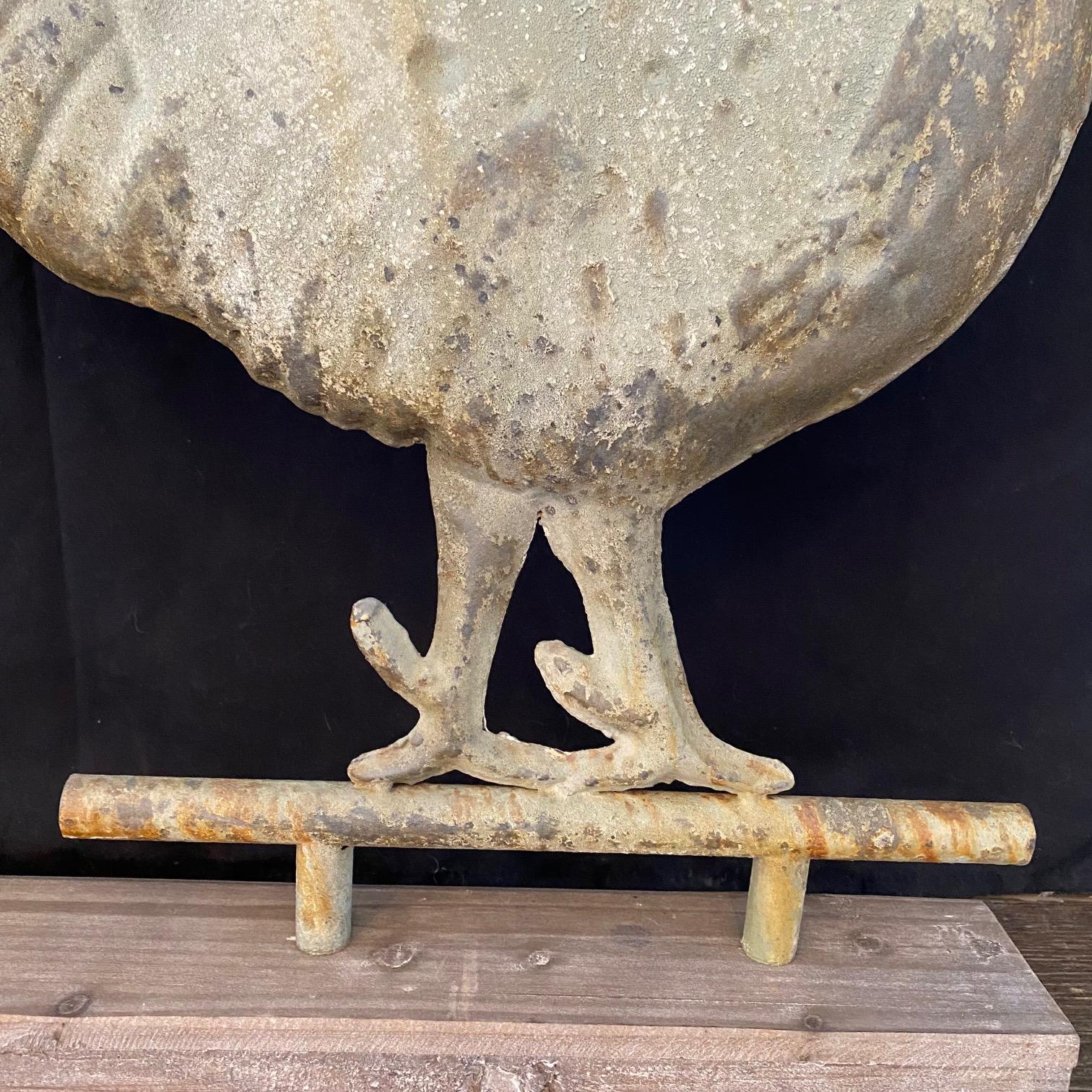  19th Century Rooster Weather Vane Mounted on Stand Sculpture In Distressed Condition In Hopewell, NJ