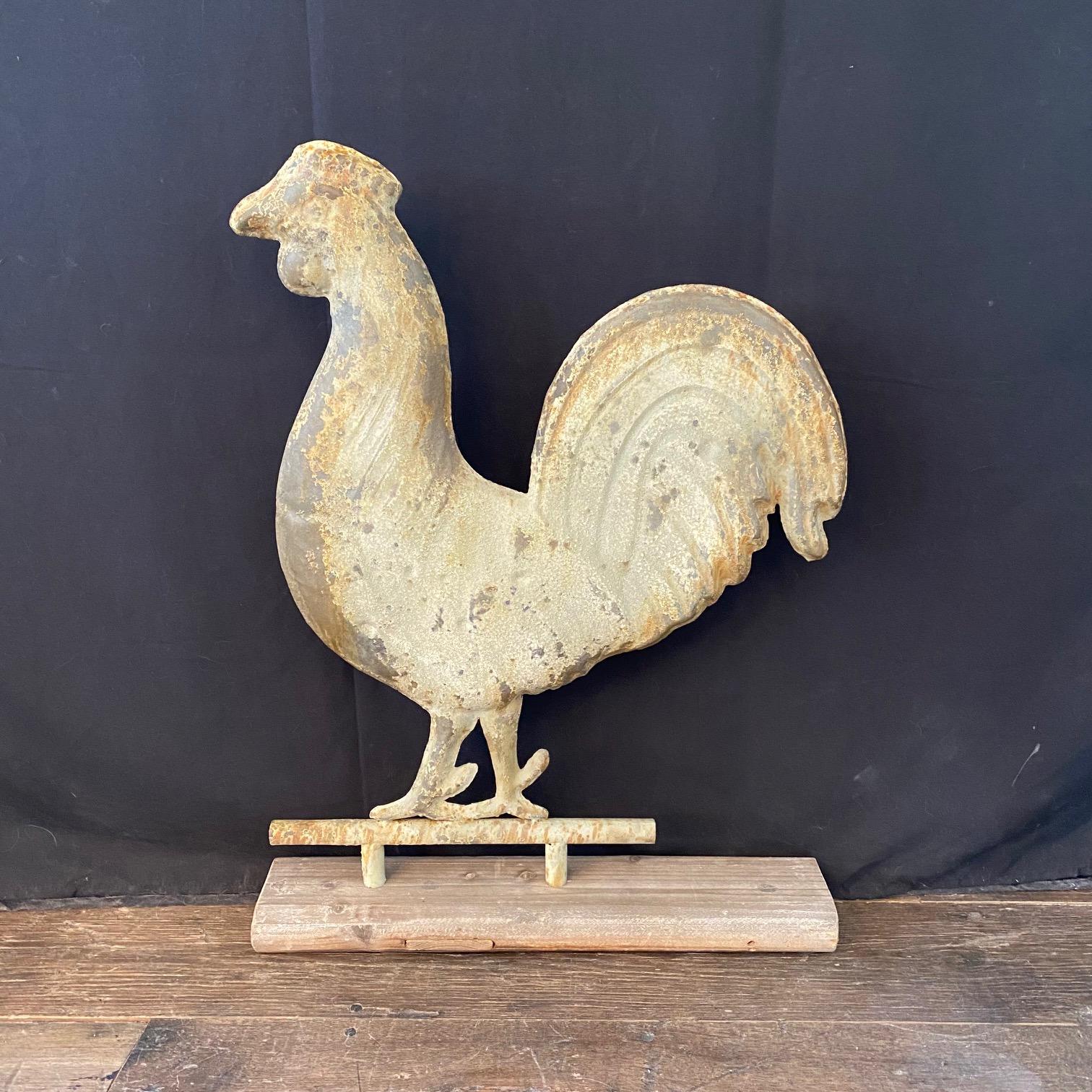  19th Century Rooster Weather Vane Mounted on Stand Sculpture 1