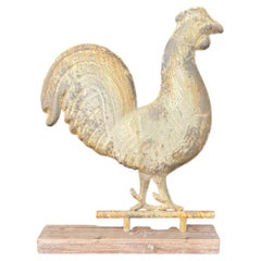 Antique  19th Century Rooster Weather Vane Mounted on Stand Sculpture