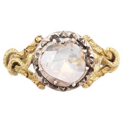 19th Century Rose-Cut Diamond 18 Karat Yellow Gold Solitaire Ring