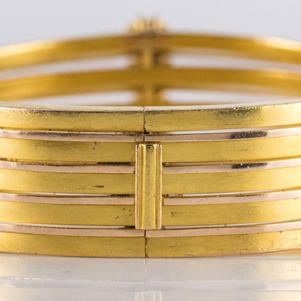 19th Century Rosecut Diamonds Matte Yellow Gold Bangle Bracelet For Sale 10