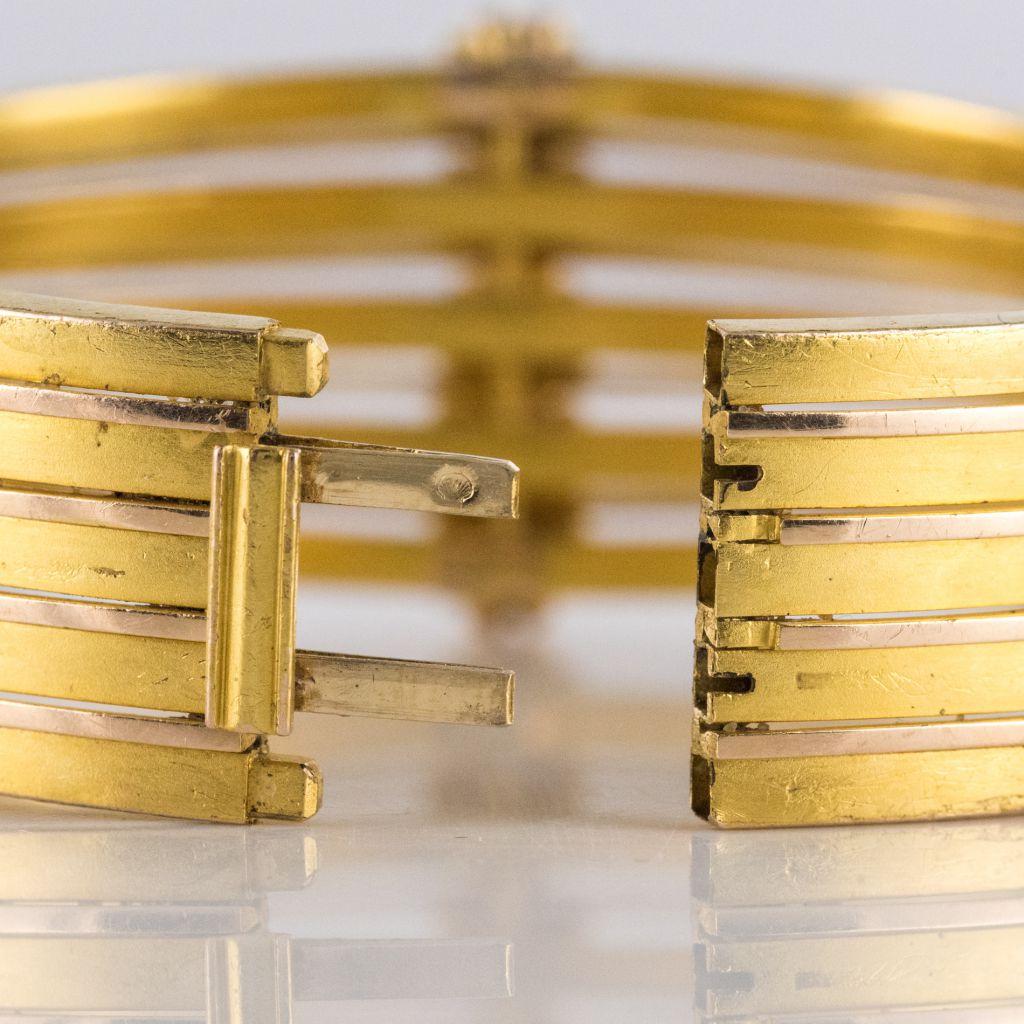 19. Jahrhundert Rosecut Diamanten Mattes Gelbgold Armreif Armband im Angebot 13