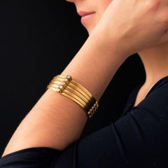 19th Century Rosecut Diamonds Matte Yellow Gold Bangle Bracelet