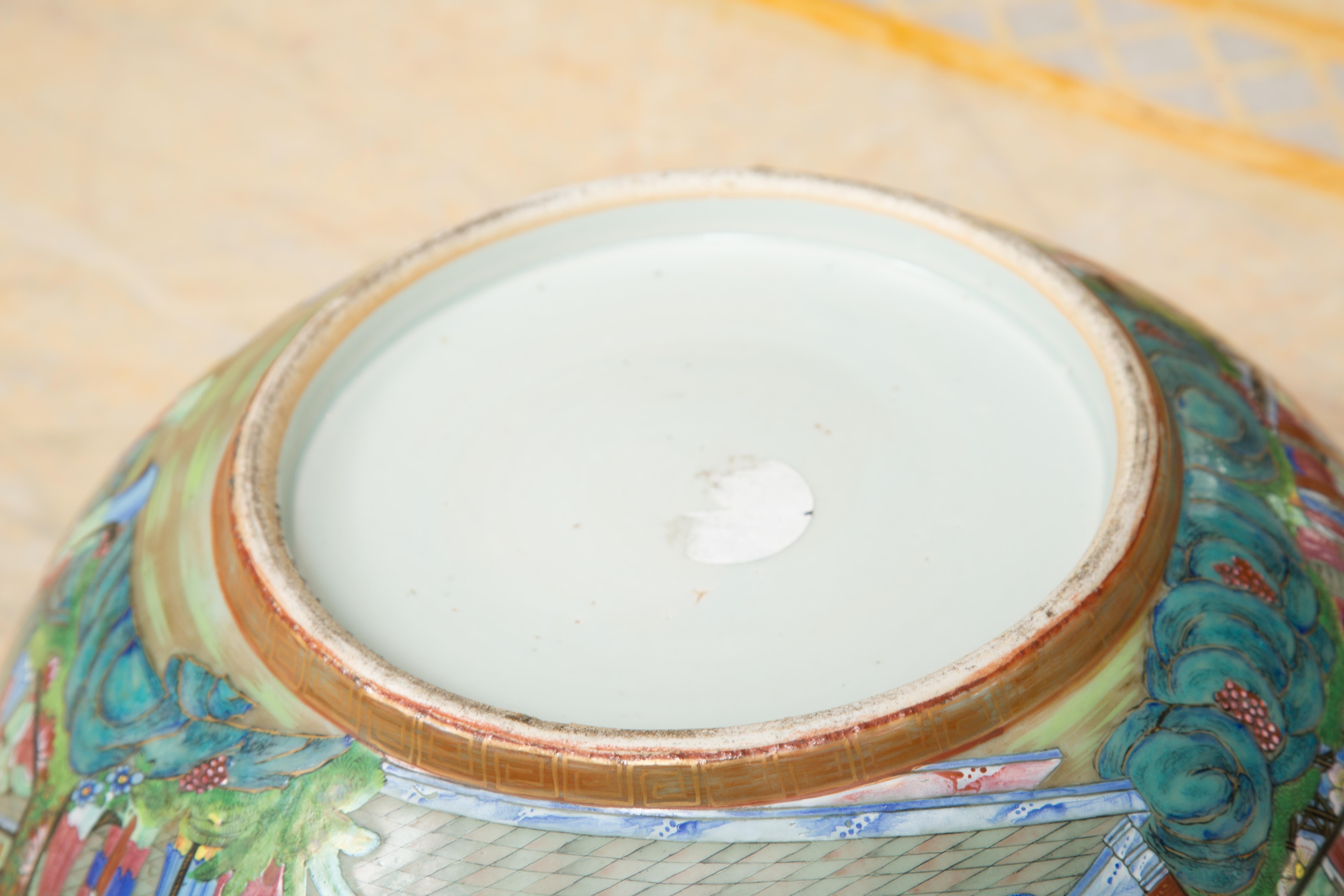 Hand-Painted 19th Century Rose Mandarin Bowl