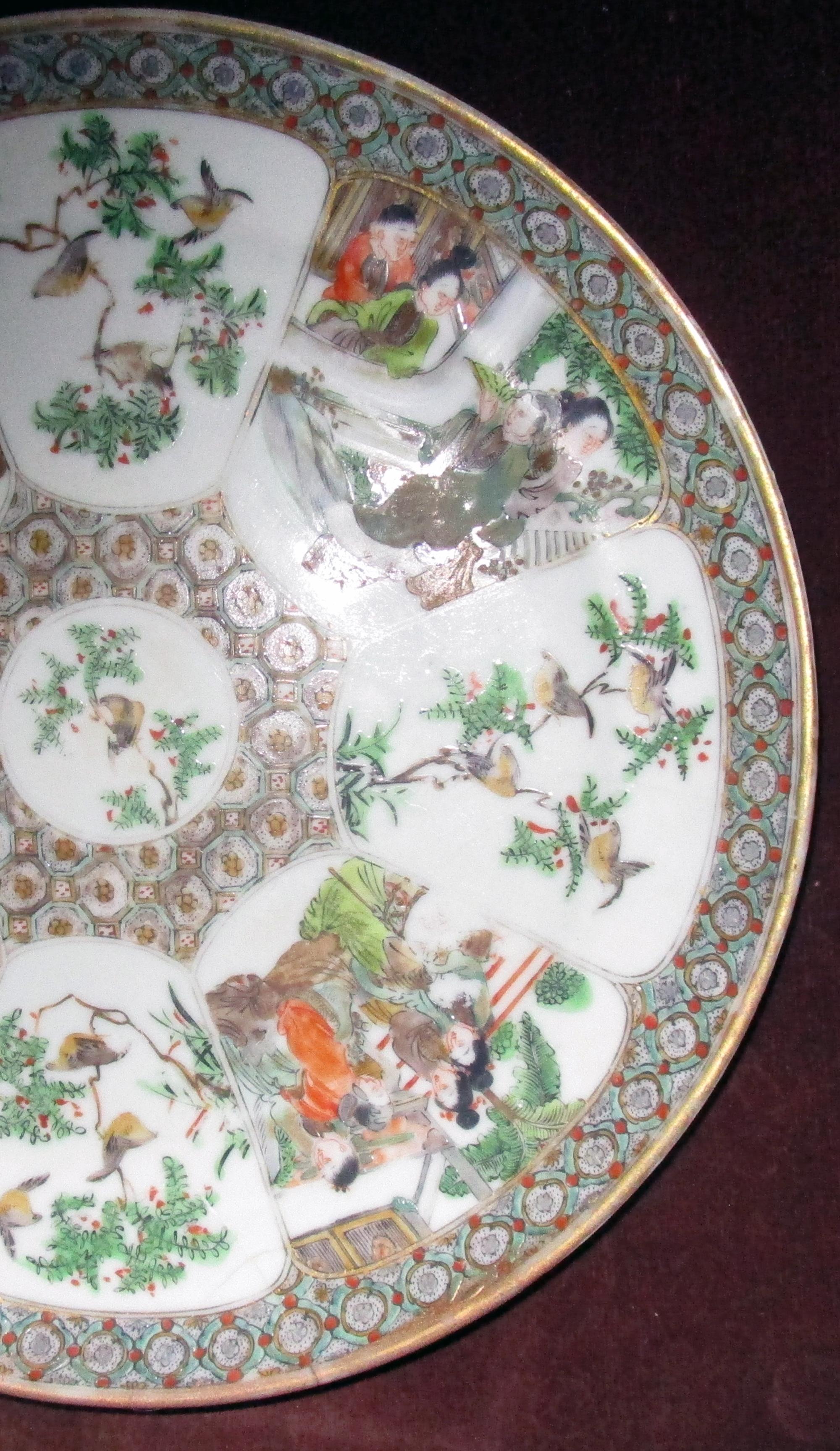 Painted 19th Century Rose Medallion Chinese Export Plate