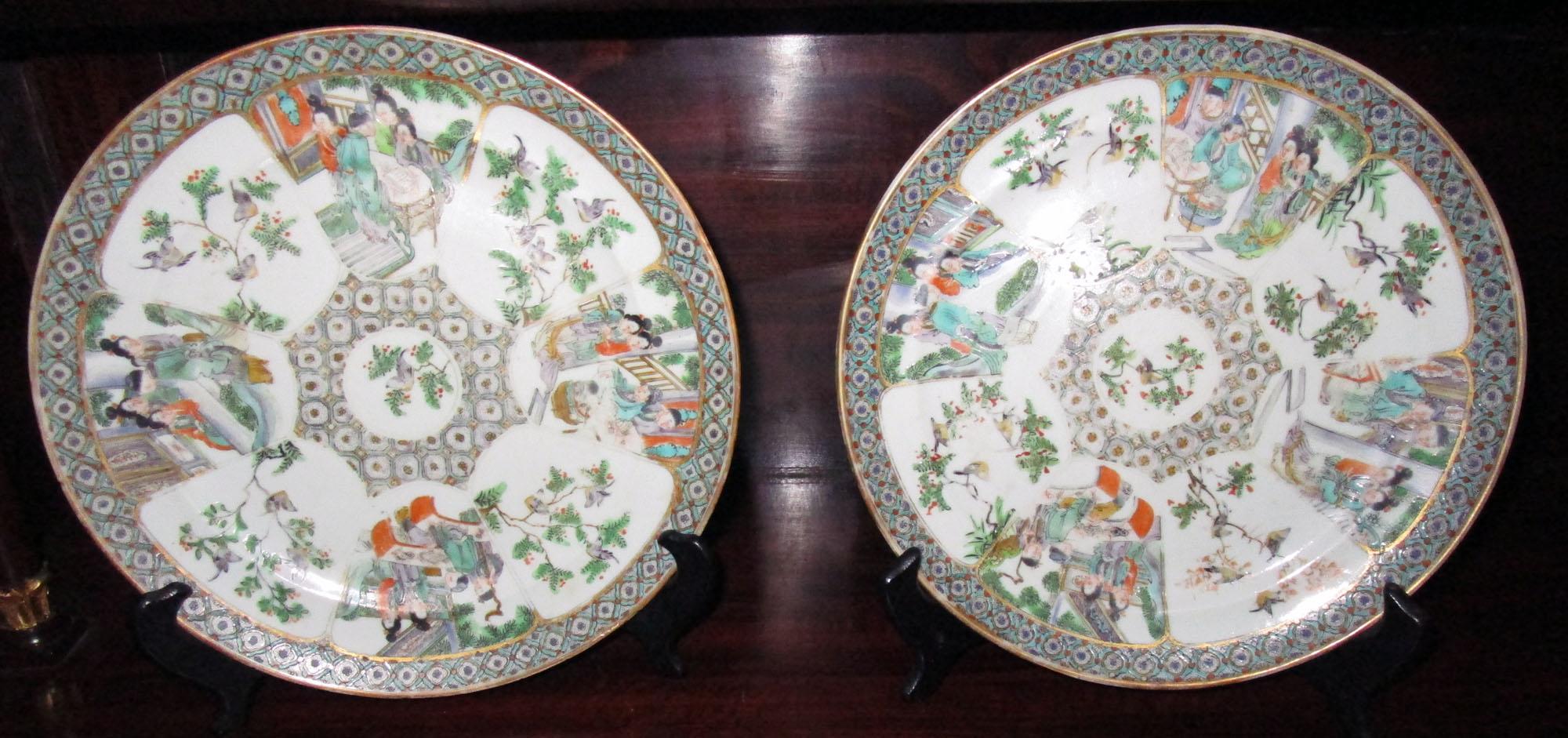 19th century Rose Medallion Chinese Export Plate Set of Two 1