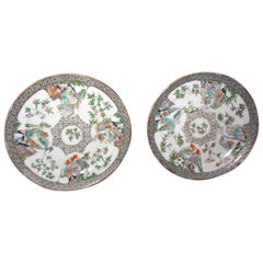 19th century Rose Medallion Chinese Export Plate Set of Two