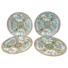 19th Century Rose Medallion Chinese Export Salad Plate Set of Four