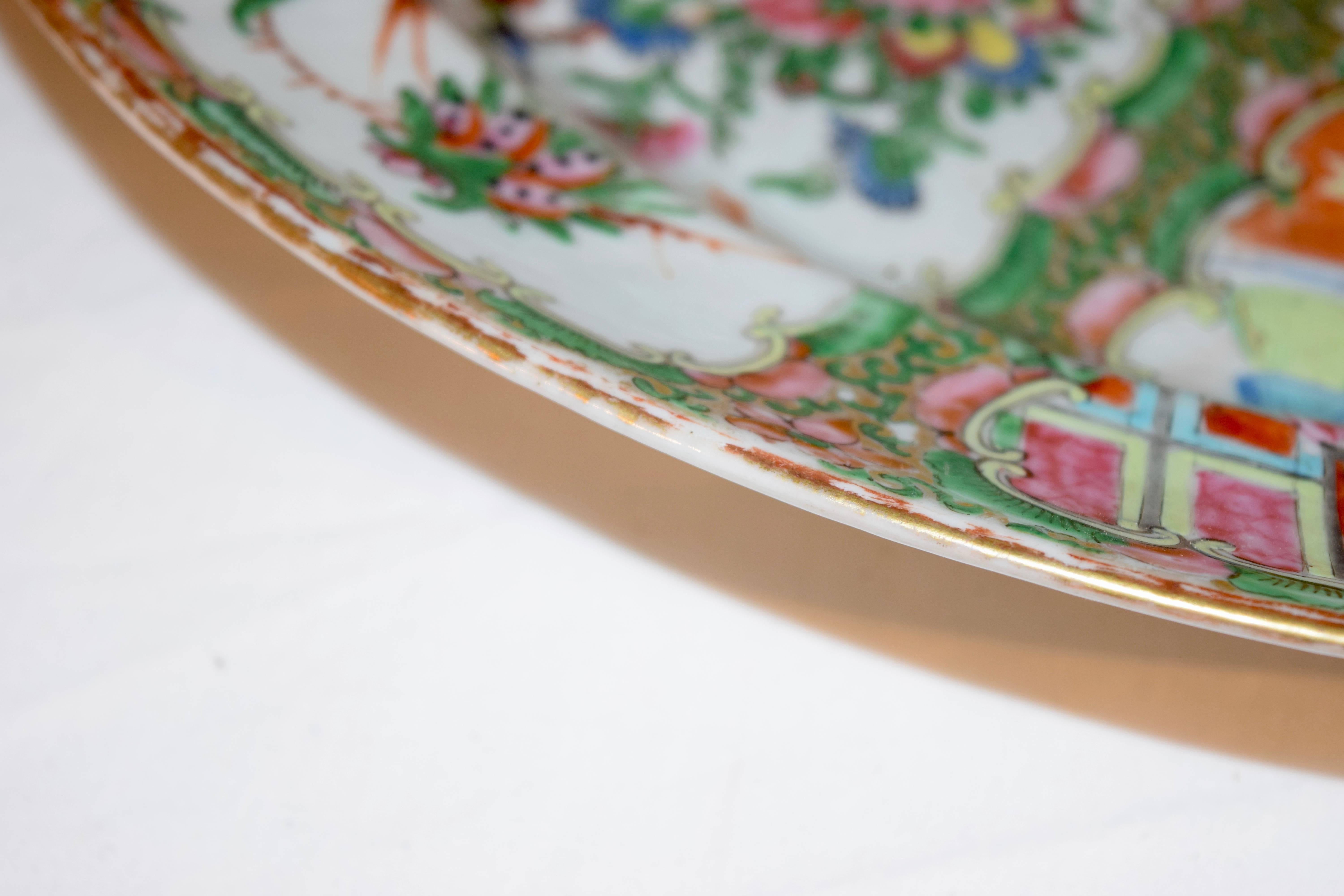 Plato Medallón Rosa Siglo XIX Exportación china en venta