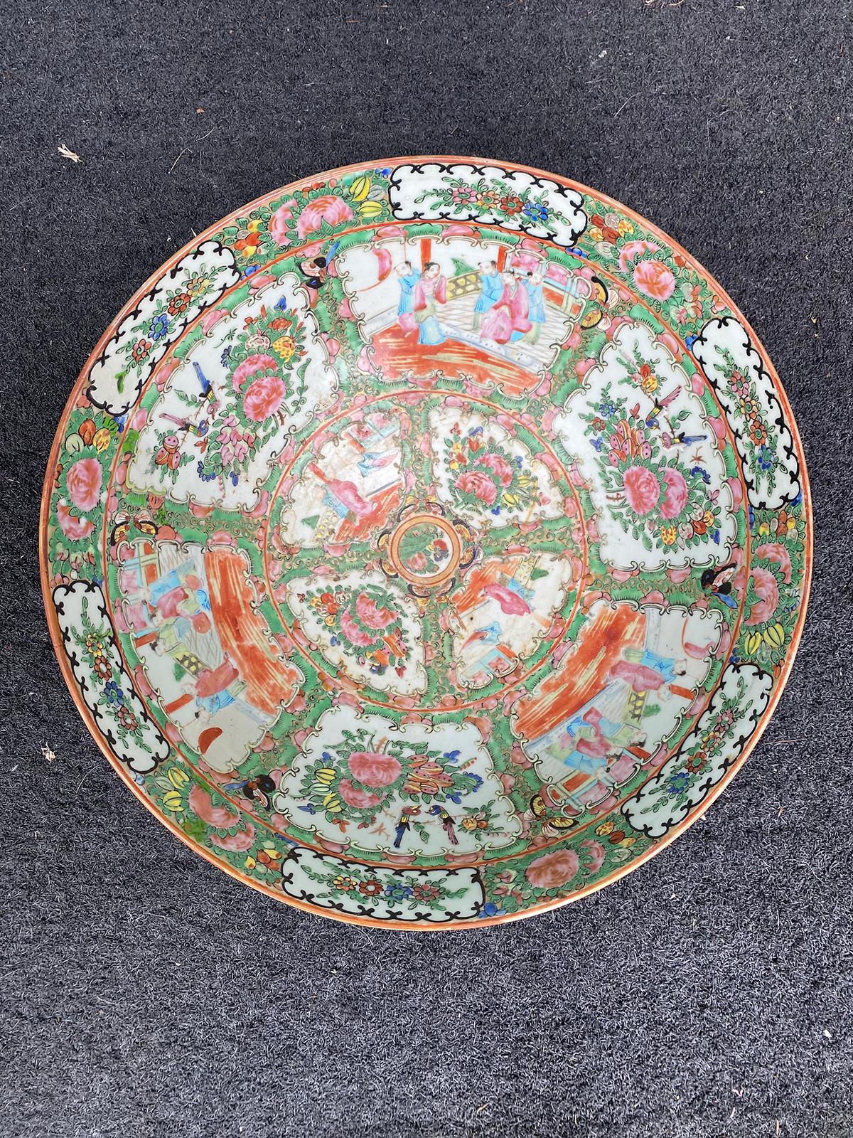 19th century rose medallion porcelain bowl, unmarked.