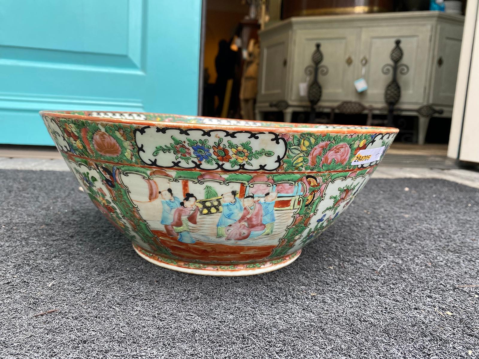 Asian 19th Century Rose Medallion Porcelain Bowl, Unmarked