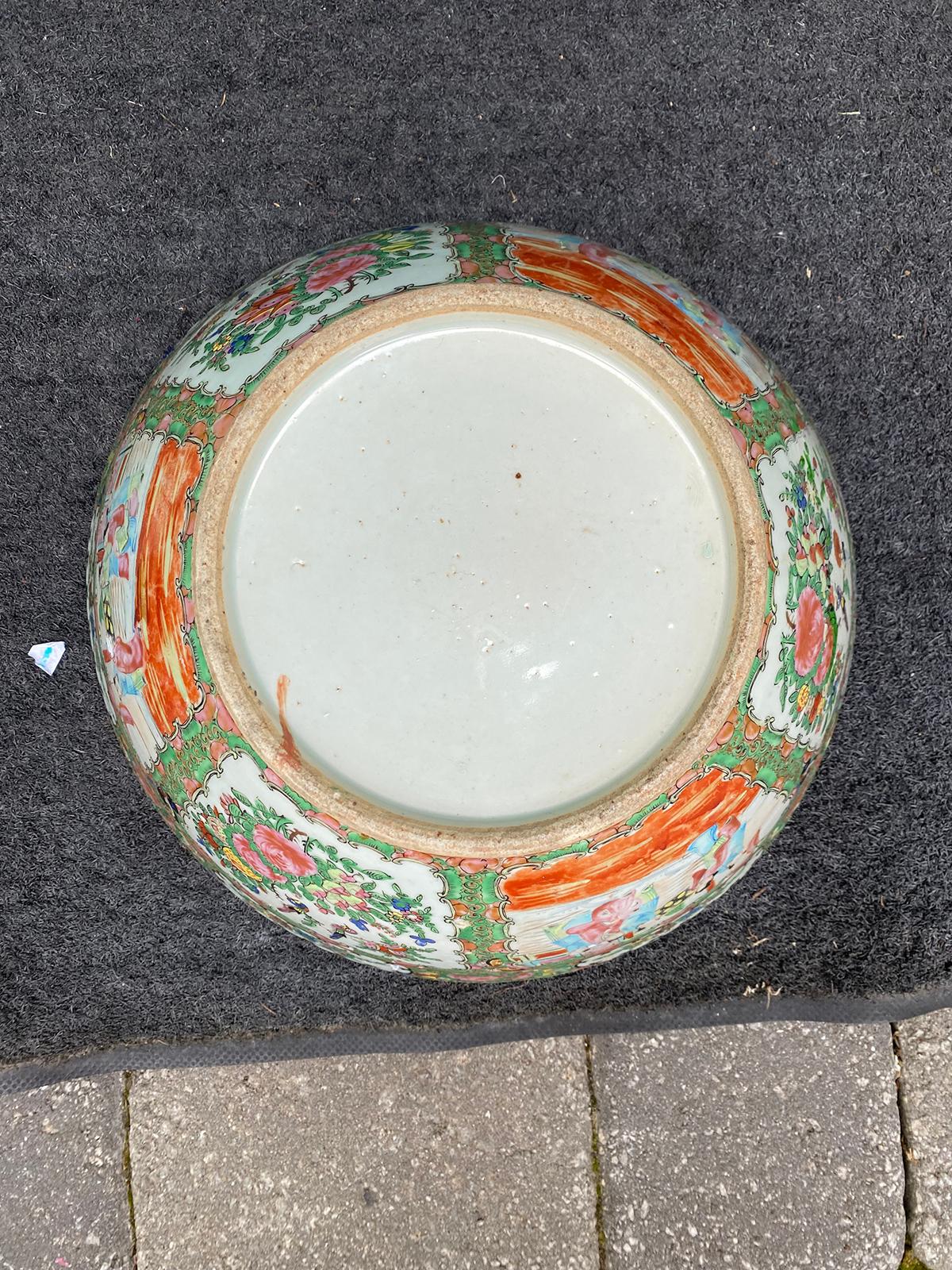 19th Century Rose Medallion Porcelain Bowl, Unmarked In Good Condition In Atlanta, GA