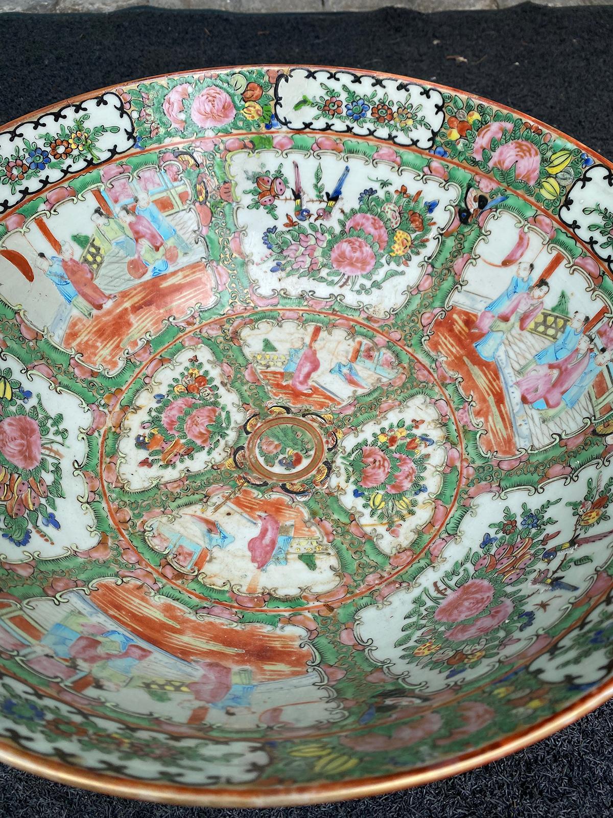19th Century Rose Medallion Porcelain Bowl, Unmarked 2