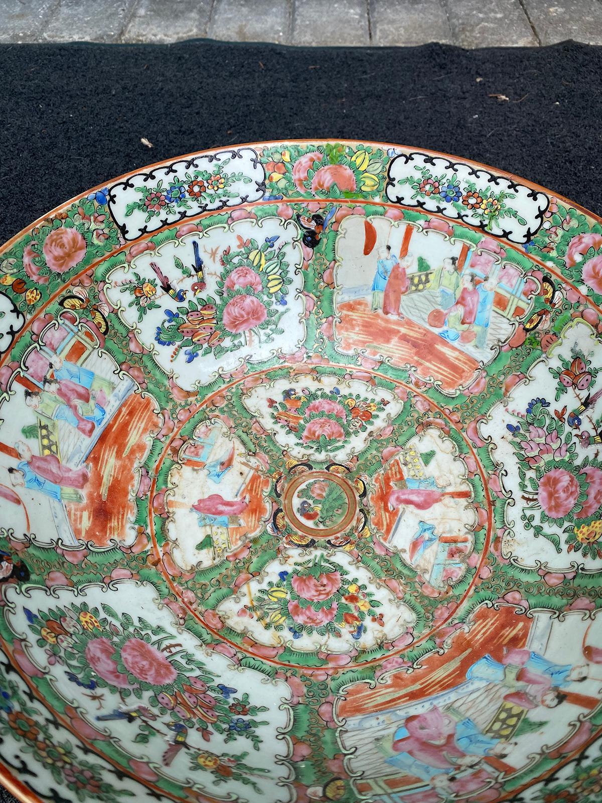 19th Century Rose Medallion Porcelain Bowl, Unmarked 3