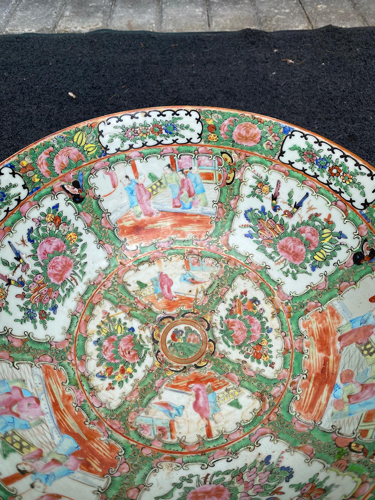 19th Century Rose Medallion Porcelain Bowl, Unmarked 4