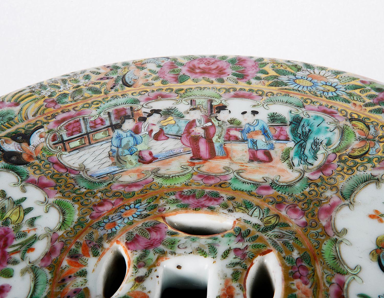 19th Century Rose Medallion Porcelain Garden Seat 2