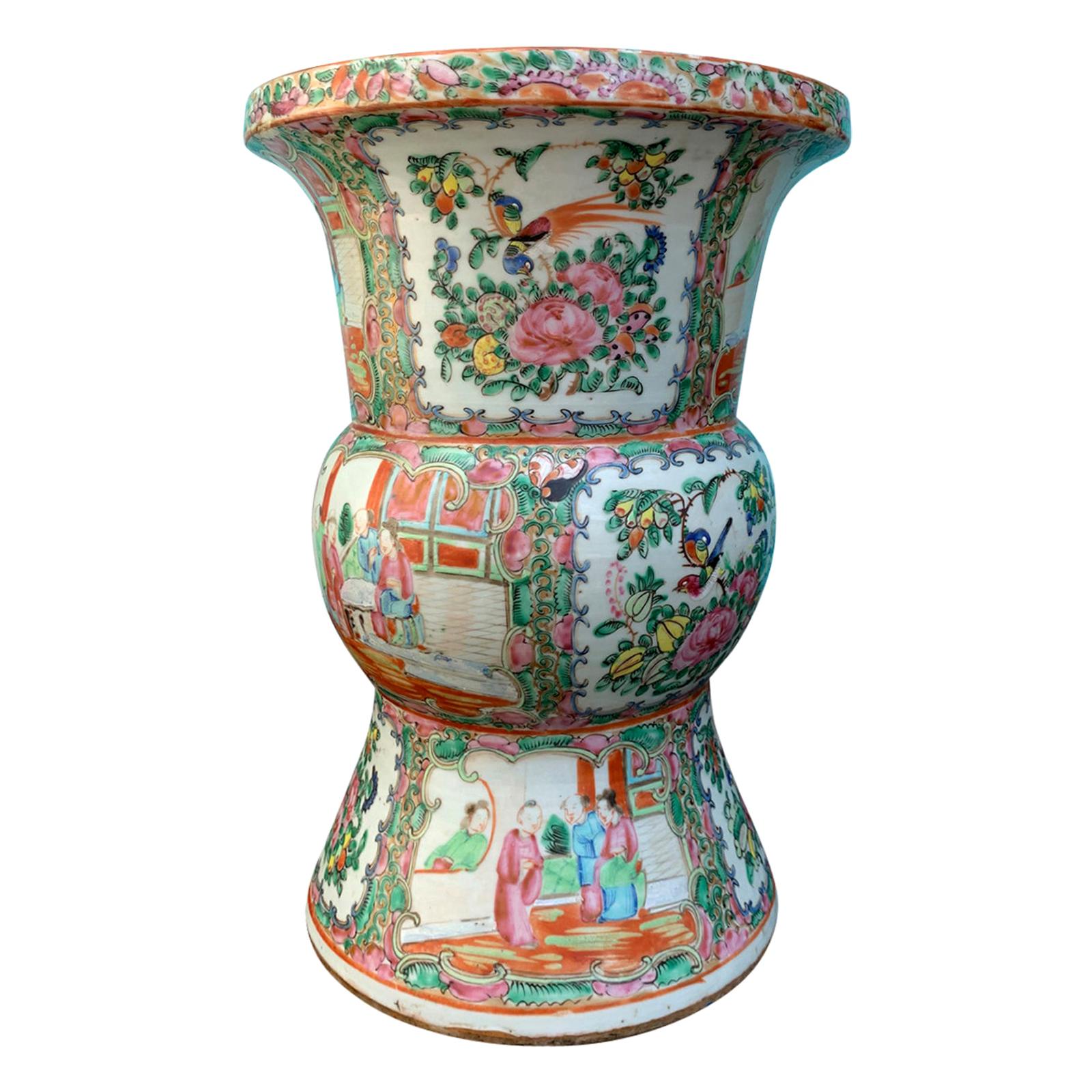 19th Century Rose Medallion Porcelain Vase