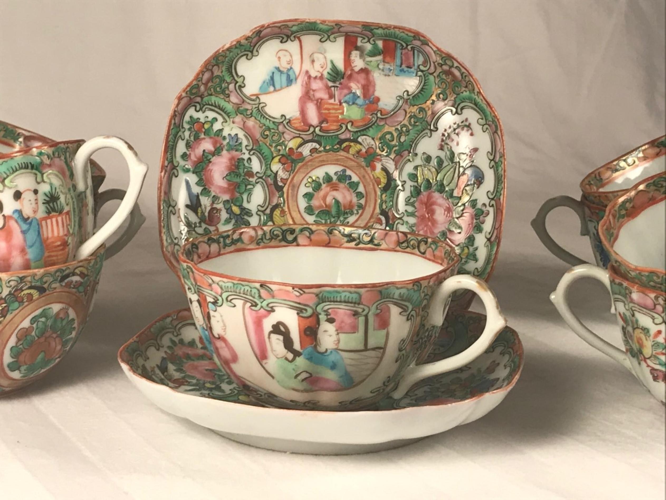 rose medallion tea set