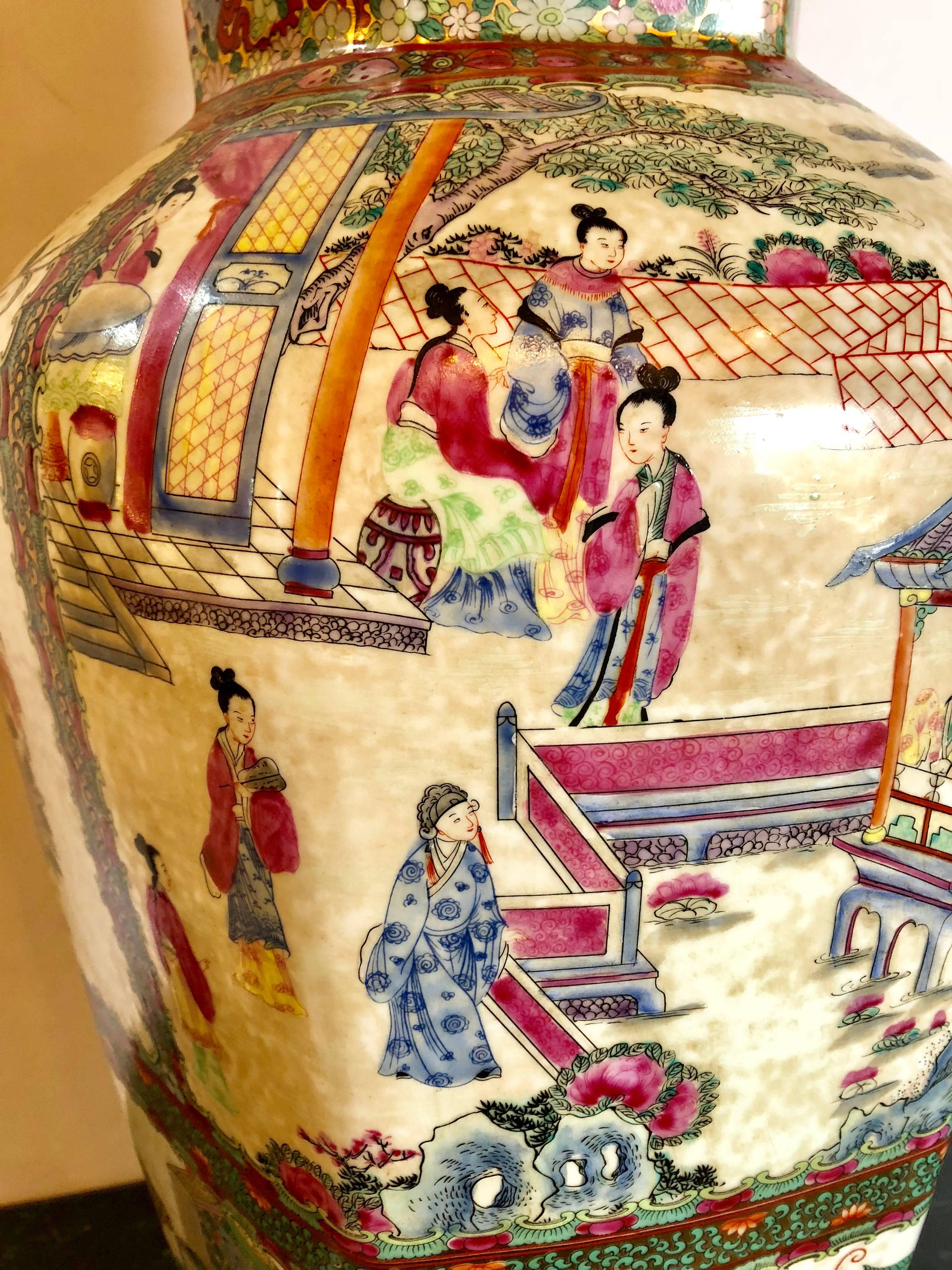 Chinese 19th Century Rose Medellin Large Covered Jar Ching Dynasty