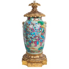 19th Century Rose Ormolu Mounted Rose Medallion Vase / Lamp