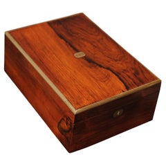 19th Century Rosewood and Brass Bound Grooming Box With Internal Mirror
