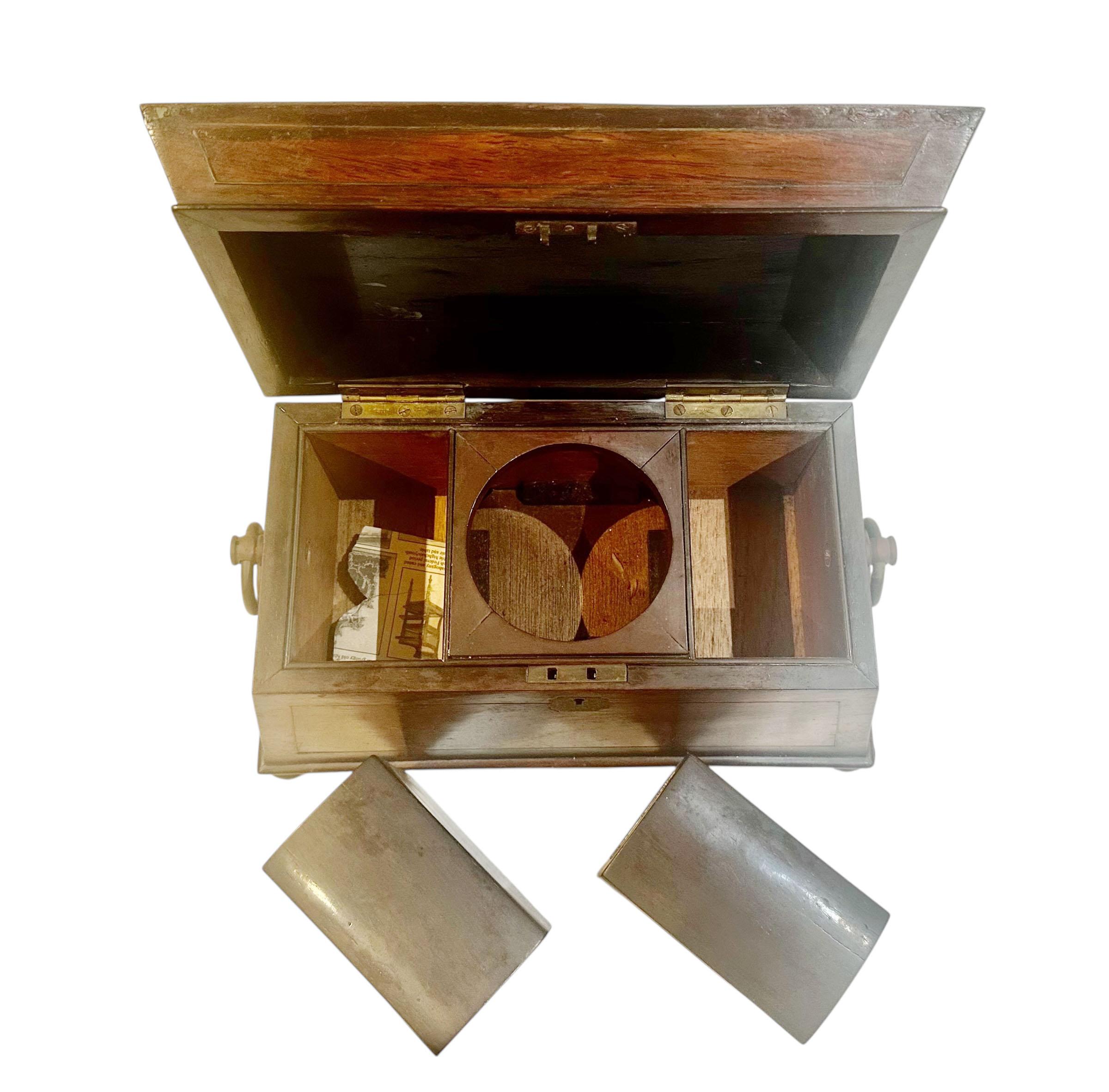 Late 19th Century 19th Century Rosewood and Brass Tea Caddy from Saint Croix For Sale