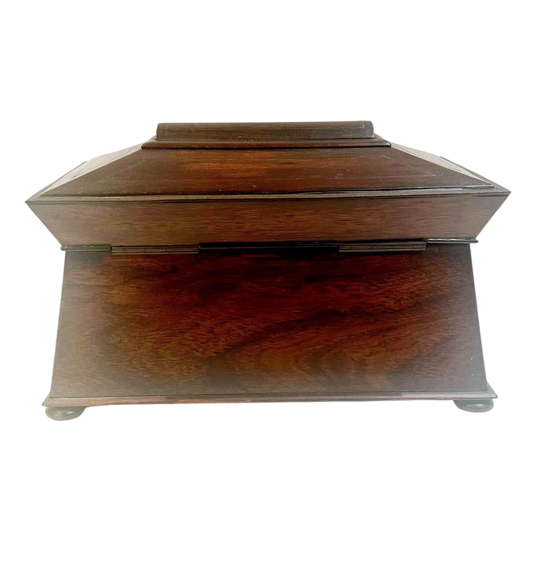 19th Century Rosewood and Brass Tea Caddy from Saint Croix For Sale 2