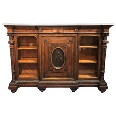 19th Century Rosewood and Ormolu Credenza with Conforming Marble Top