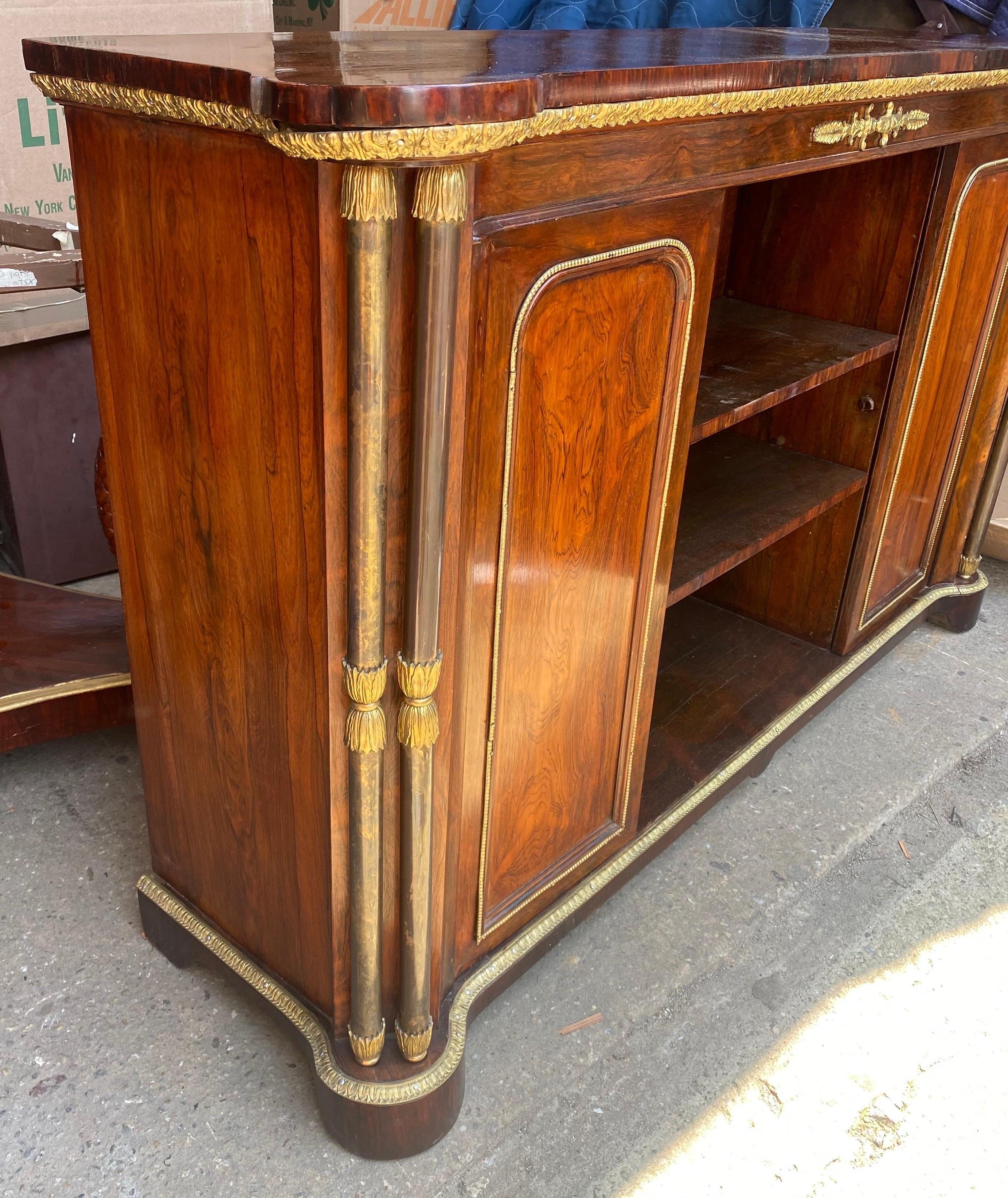 19th Century Rosewood and Steel English Regency Bookcase or Cabinet In Good Condition In Charleston, SC