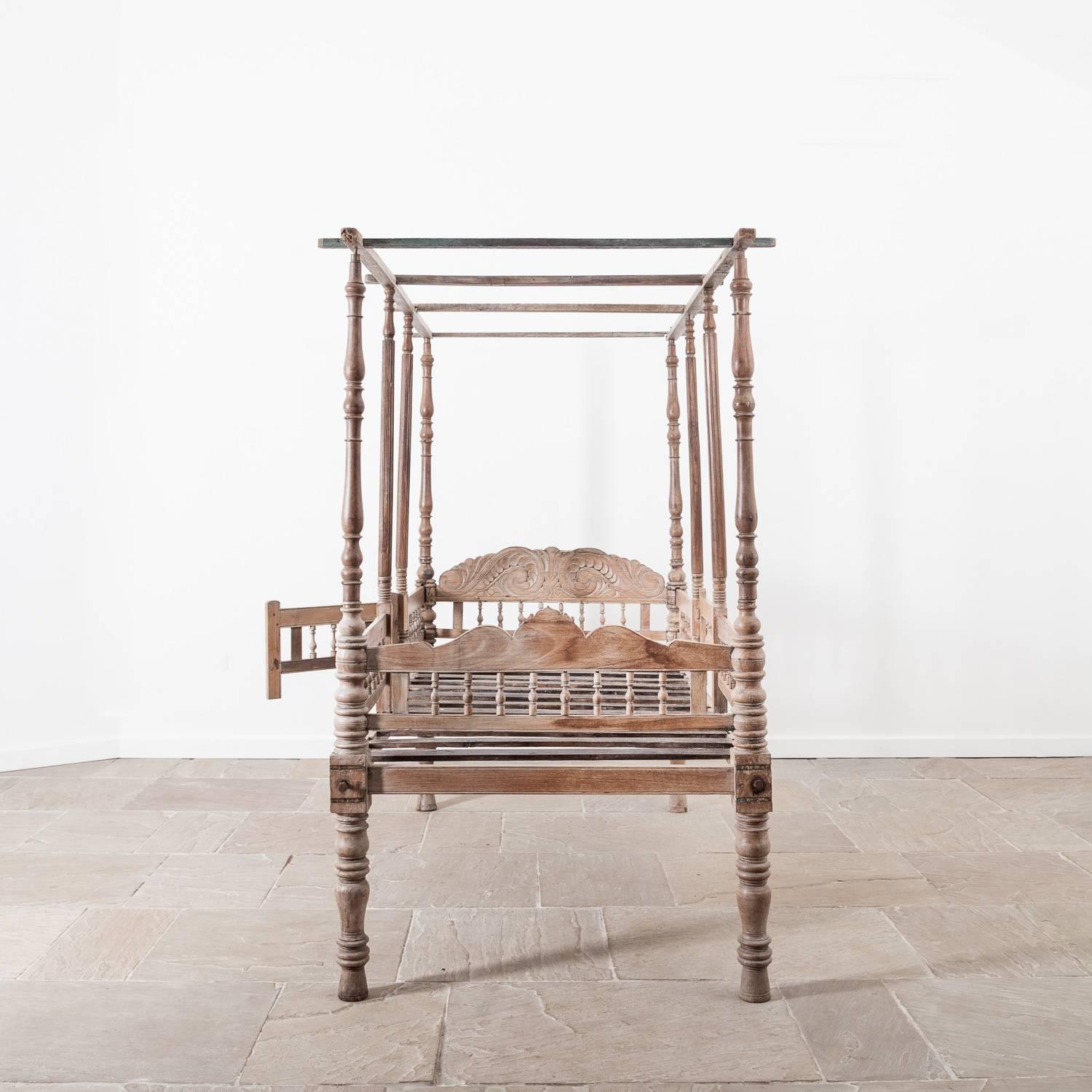 Indian 19th Century Rosewood and Teak Bed from Western Rajasthan, India
