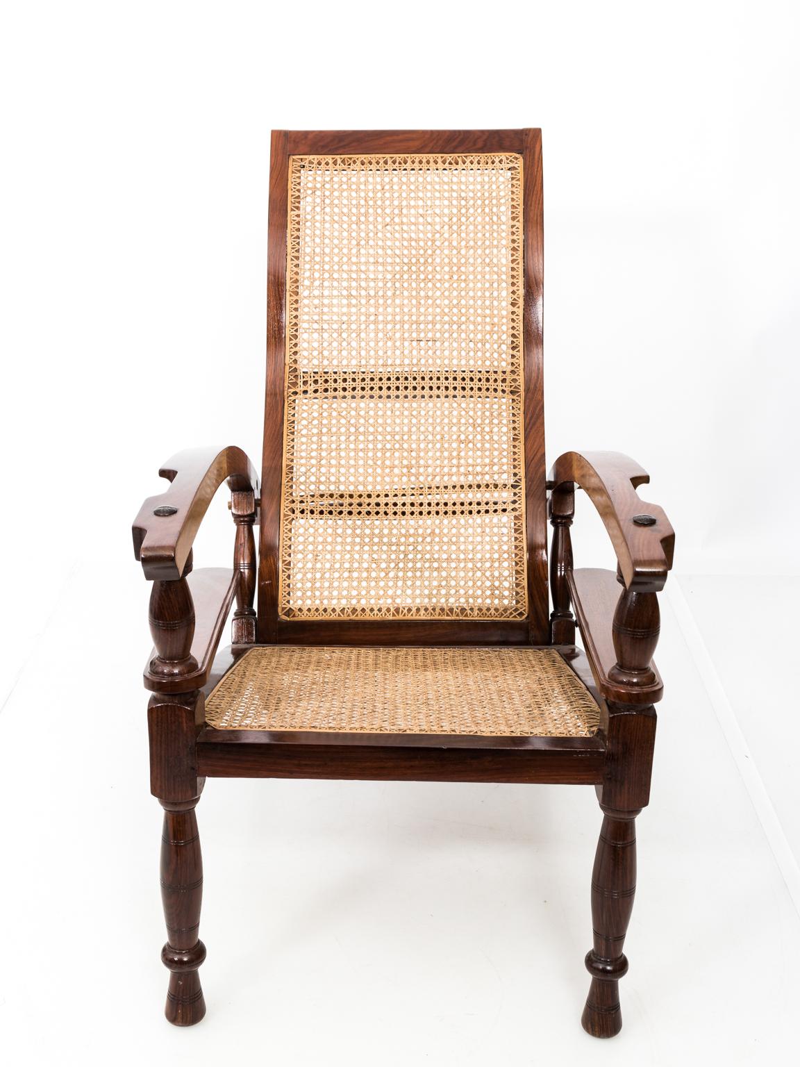 Cane 19th Century Rosewood Anglo-Indian Plantation Armchair For Sale