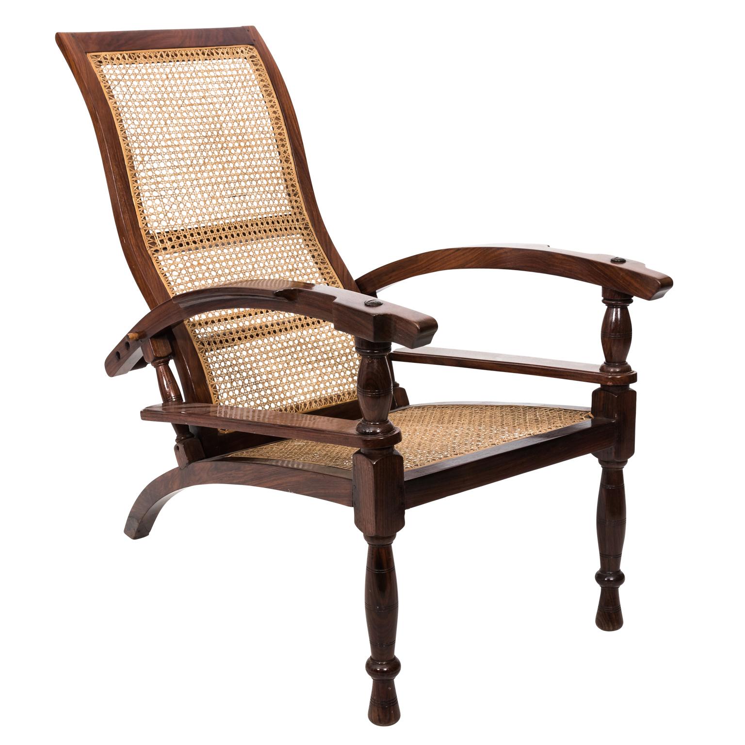 19th Century Rosewood Anglo-Indian Plantation Armchair For Sale