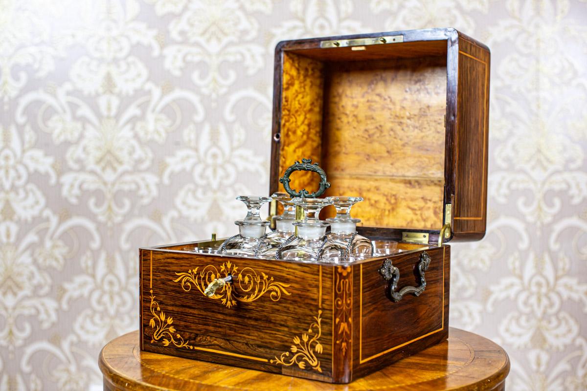 19th-Century Rosewood Box with Liqueur Set 9