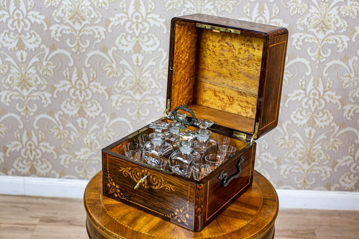 19th-Century Rosewood Box with Liqueur Set 10