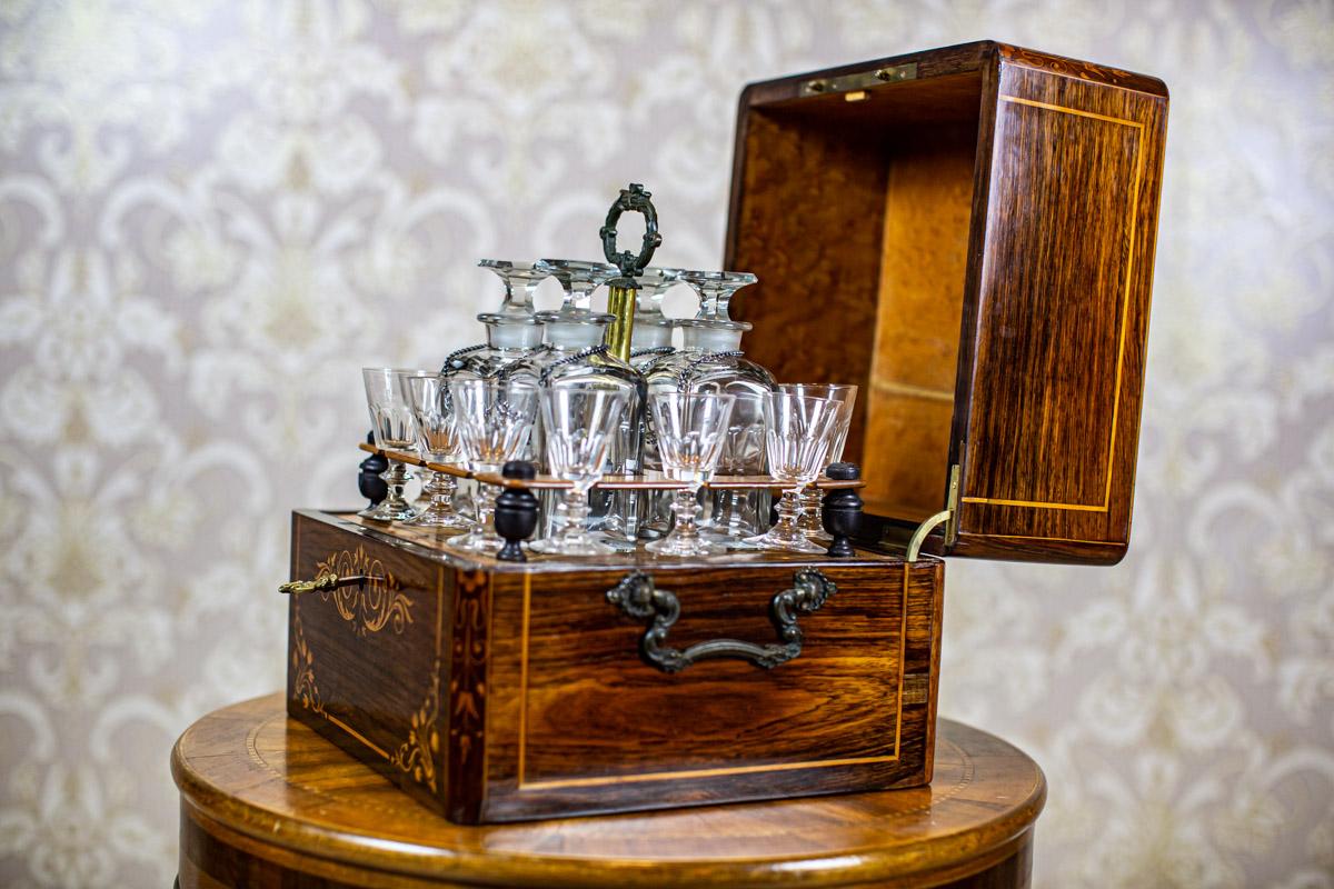 19th-Century Rosewood Box with Liqueur Set 3